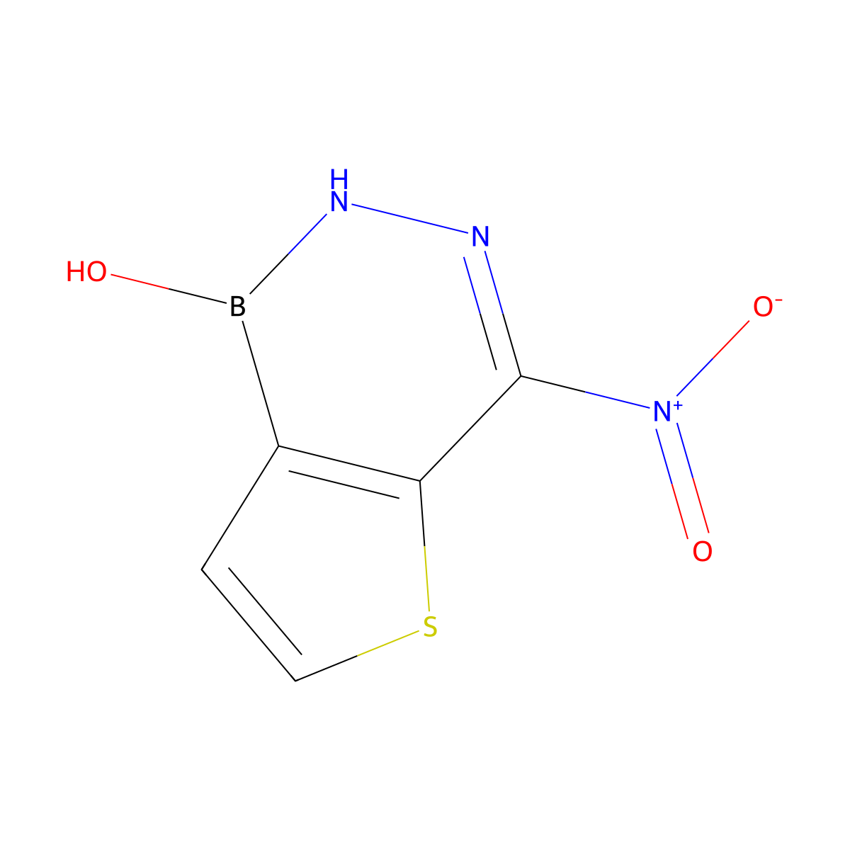 4-(nitro)thieno[3,2-d][1,2,3]diazaborinin-1(2H)-ol molecular structure, CAS 13435-83-1