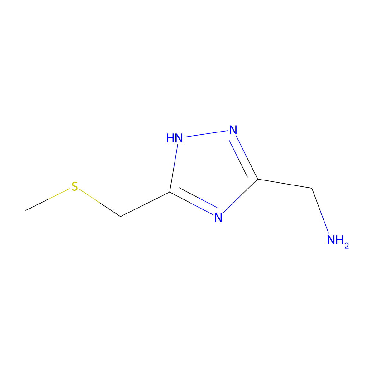 {5-[(methylsulfanyl)methyl]-4H-1,2,4-triazol-3-yl}methanamine molecular structure, CAS 1343502-51-1