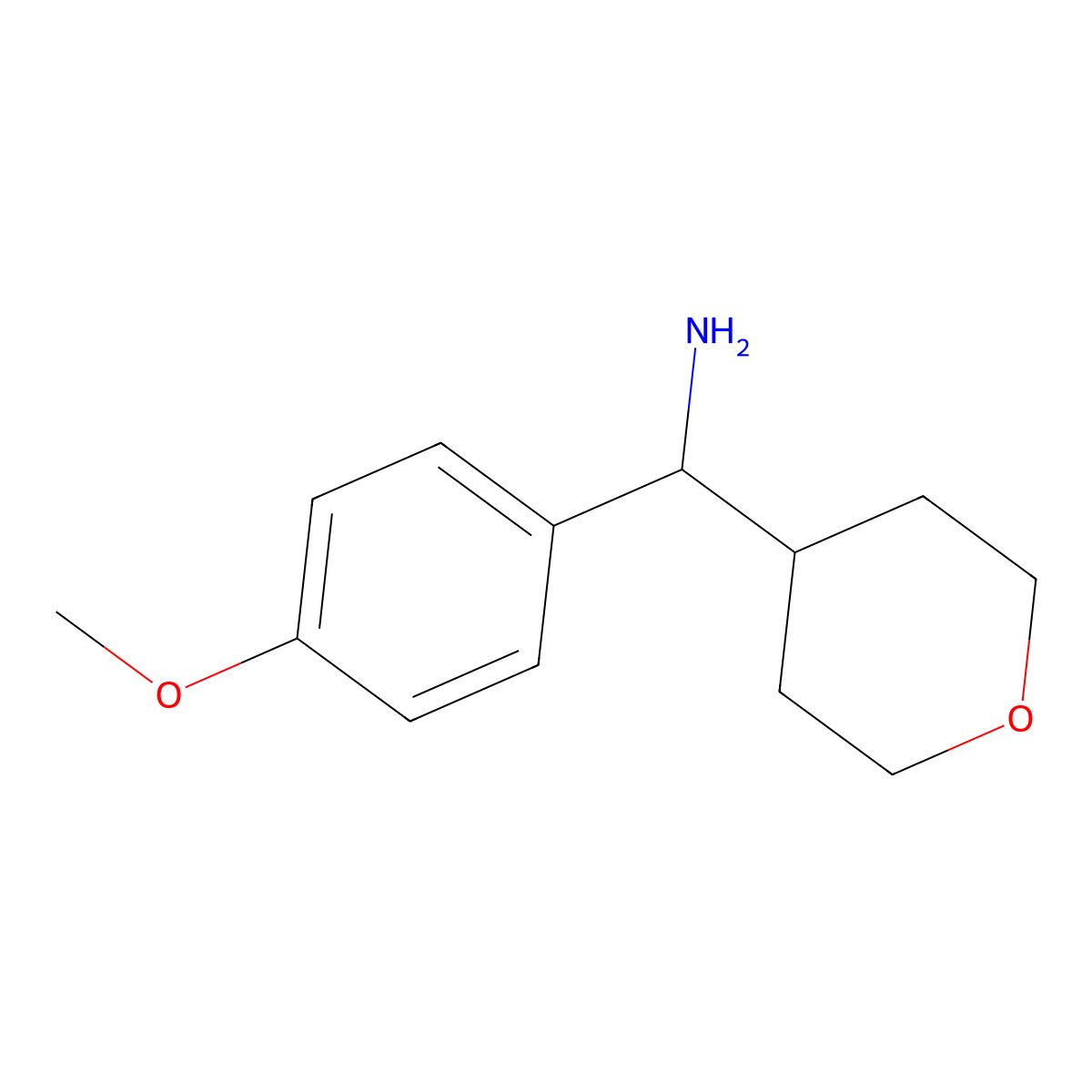 (4-Methoxyphenyl)(tetrahydro-2H-pyran-4-yl)methanamine molecular structure, CAS 1343504-64-2