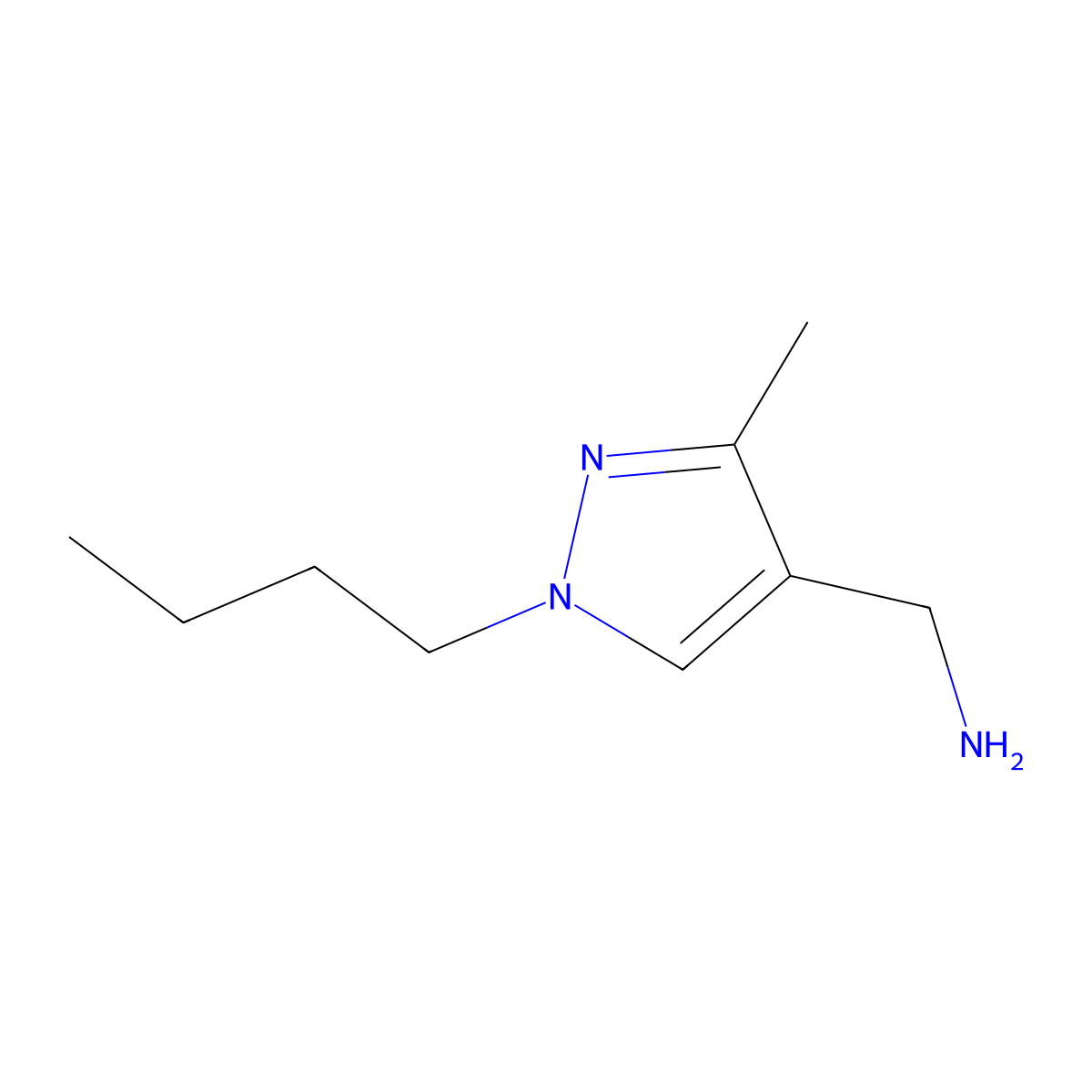(1-butyl-3-methyl-1H-pyrazol-4-yl)methanamine molecular structure, CAS 1343506-85-3