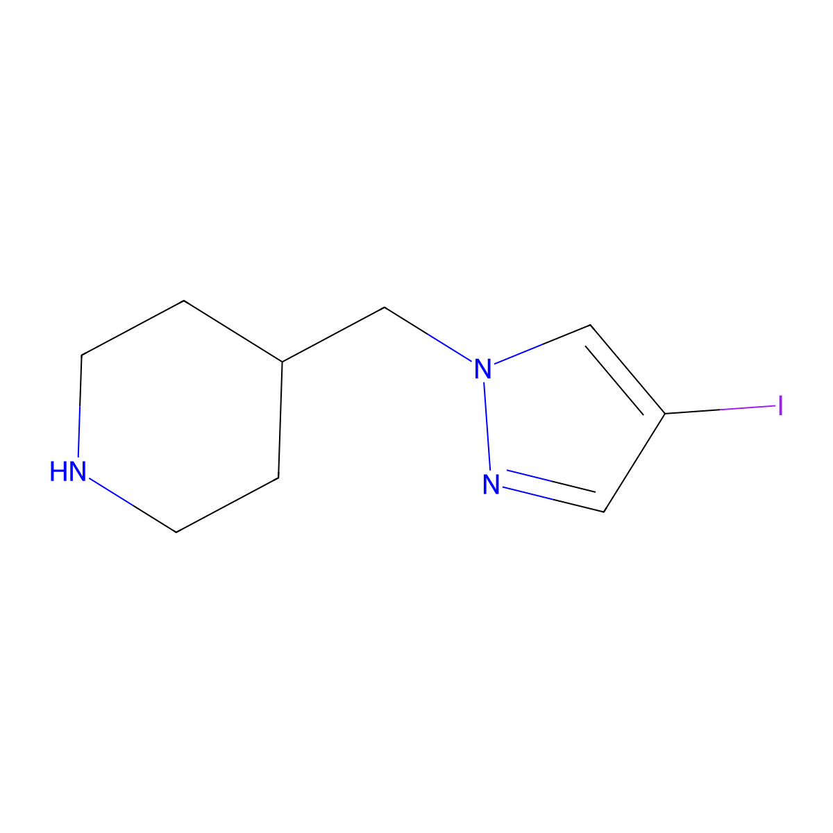 4-(4-Iodopyrazol-1-ylmethyl)piperidine molecular structure, CAS 1343515-42-3