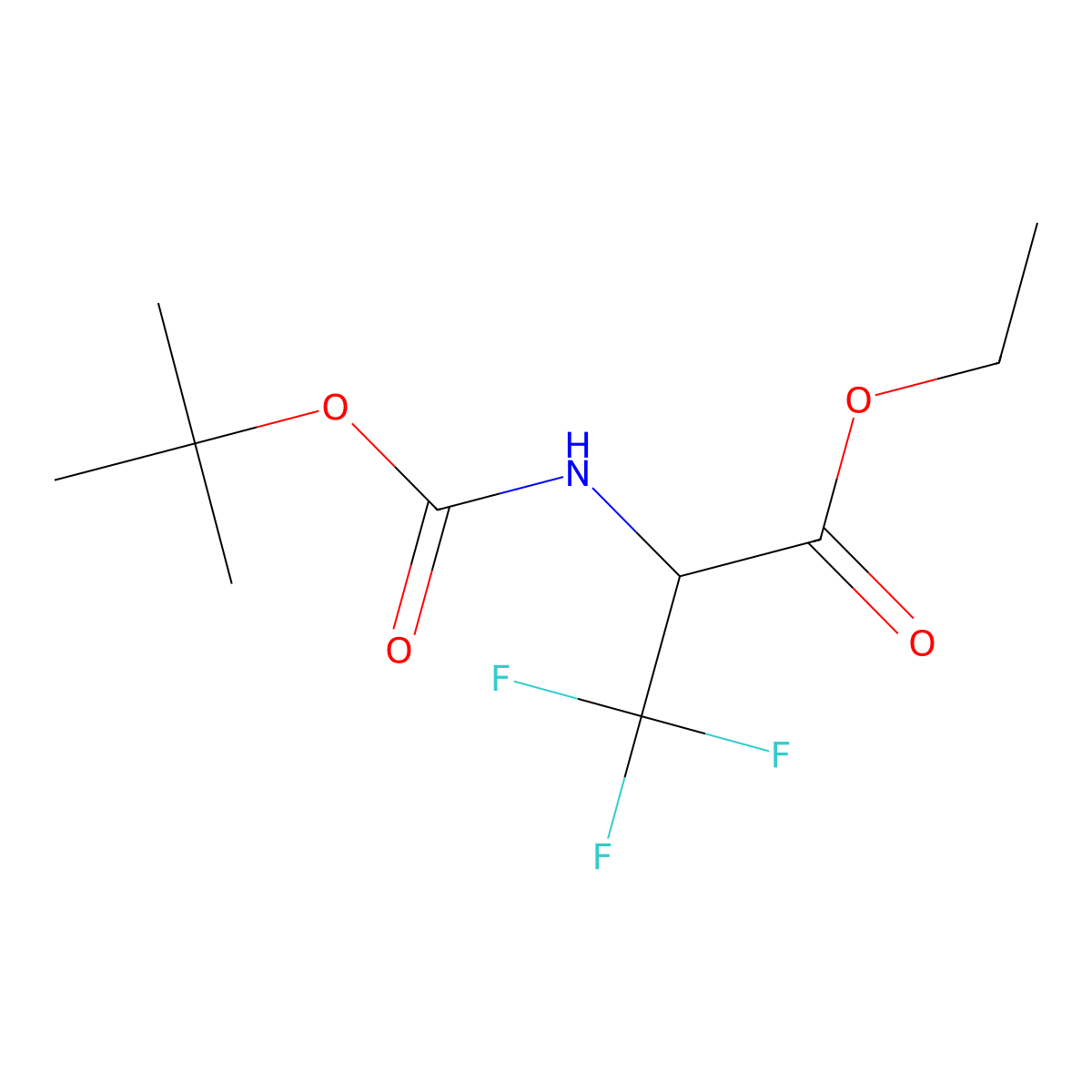 Ethyl 2-{[(tert-butoxy)carbonyl]amino}-3,3,3-trifluoropropanoate molecular structure, CAS 134356-86-8