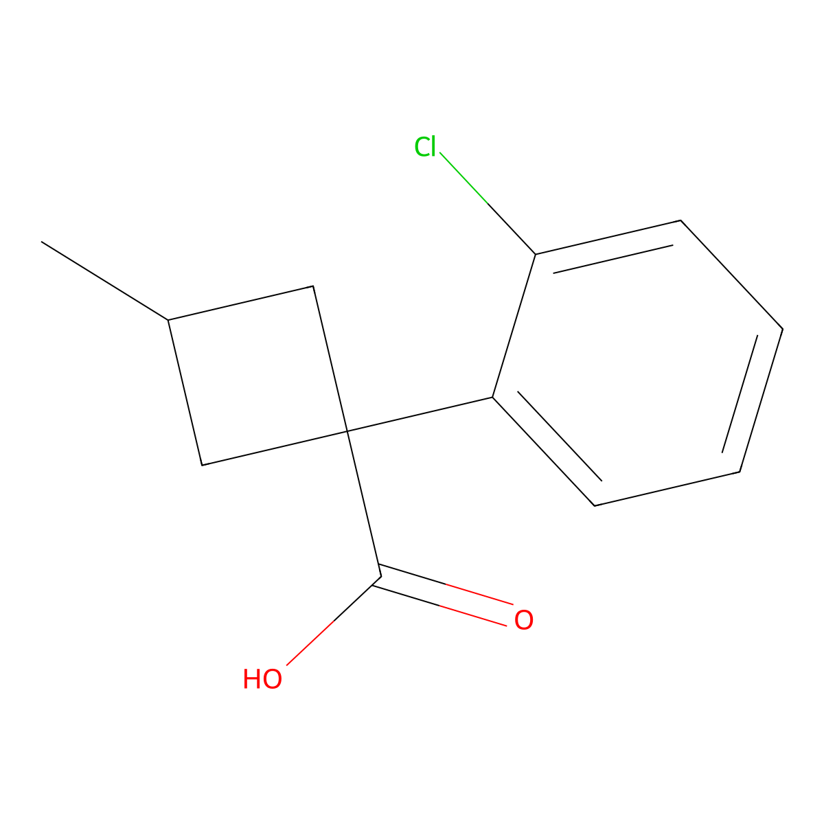 1-(2-Chlorophenyl)-3-methylcyclobutane-1-carboxylic acid molecular structure, CAS 1343570-38-6
