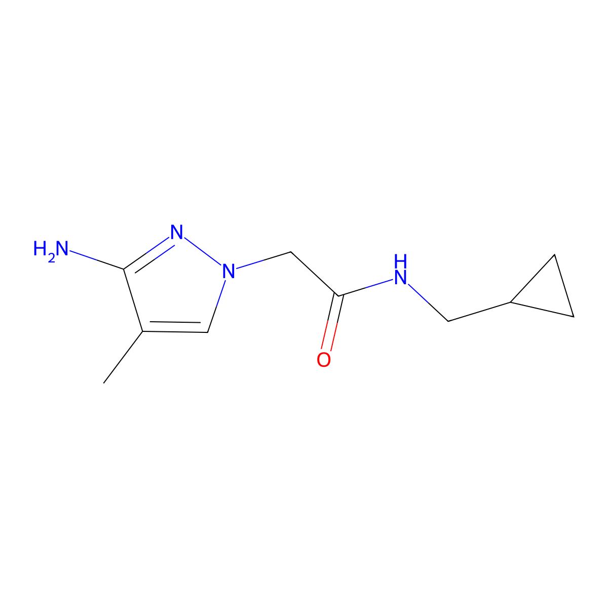 2-(3-Amino-4-methyl-1h-pyrazol-1-yl)-N-(cyclopropylmethyl)acetamide molecular structure, CAS 1343575-34-7