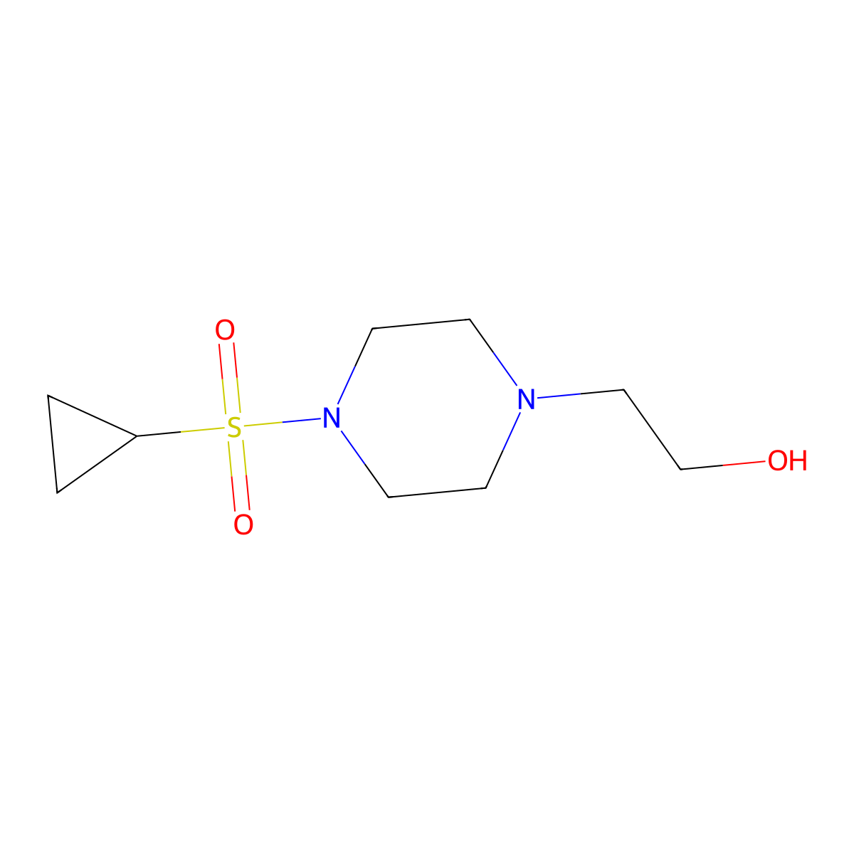2-[4-(Cyclopropanesulfonyl)piperazin-1-yl]ethan-1-ol molecular structure, CAS 1343578-96-0