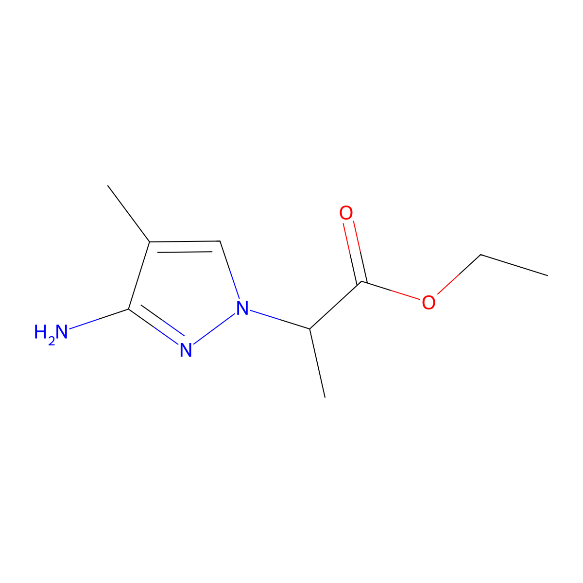 Ethyl 2-(3-amino-4-methyl-1h-pyrazol-1-yl)propanoate molecular structure, CAS 1343579-54-3