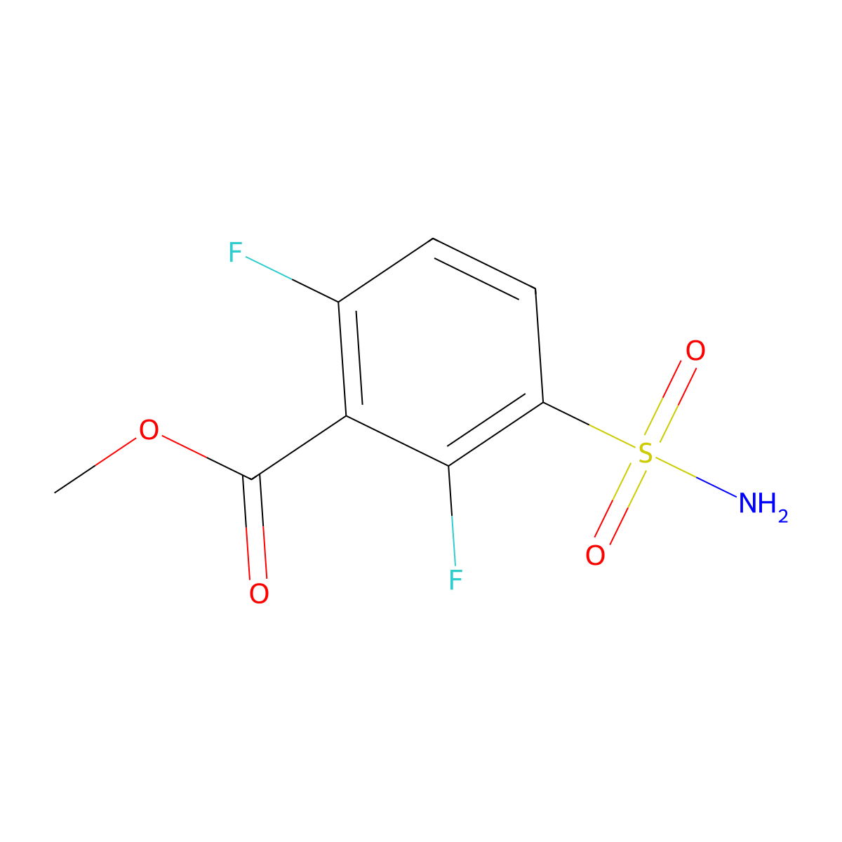 Methyl 2,6-difluoro-3-sulfamoylbenzoate molecular structure, CAS 1343580-91-5
