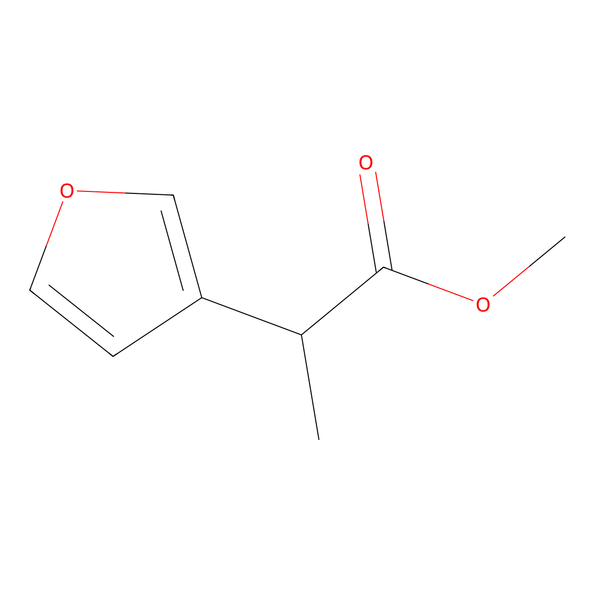 Methyl 2-(furan-3-yl)propanoate molecular structure, CAS 1343581-74-7