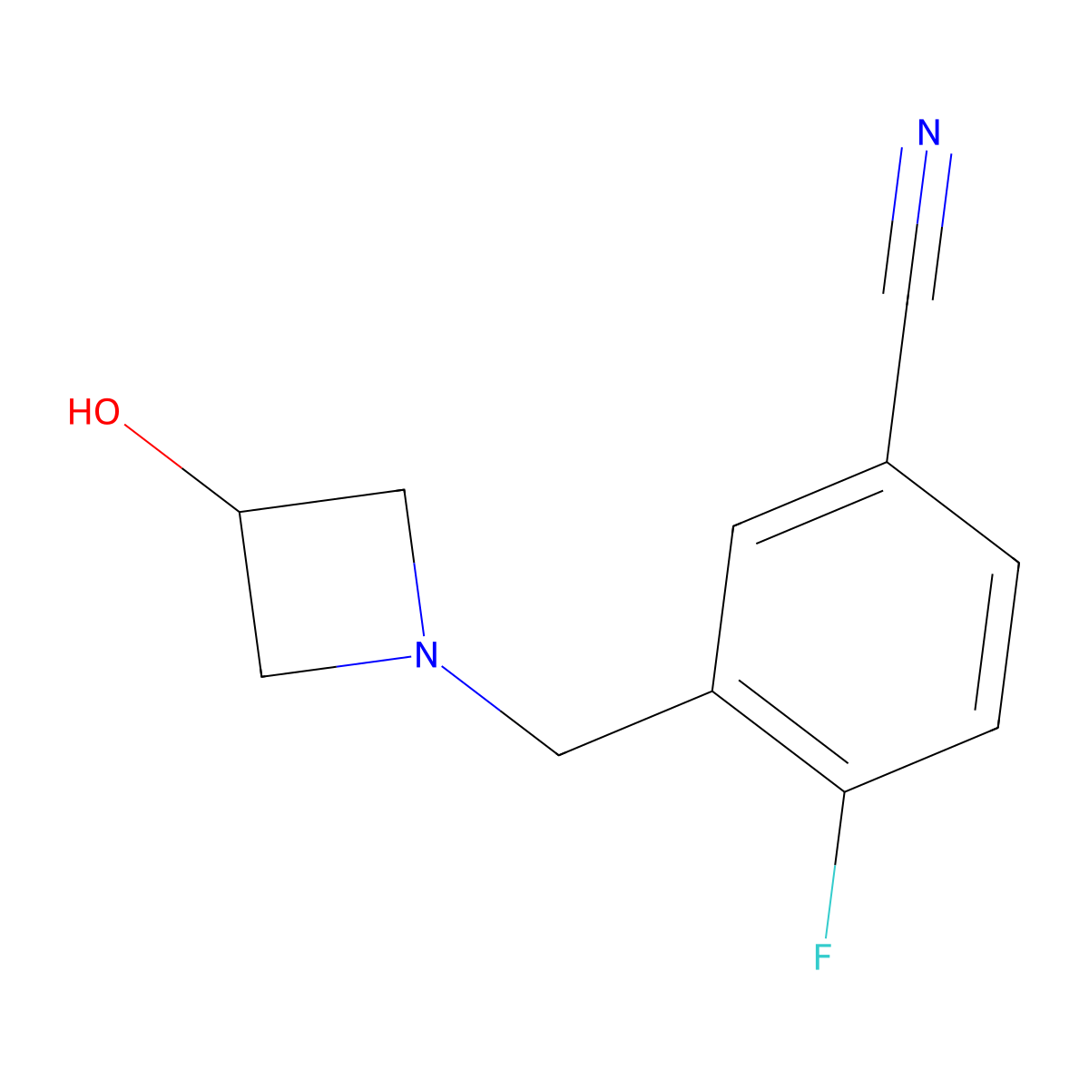 4-Fluoro-3-[(3-hydroxyazetidin-1-yl)methyl]benzonitrile molecular structure, CAS 1343584-29-1