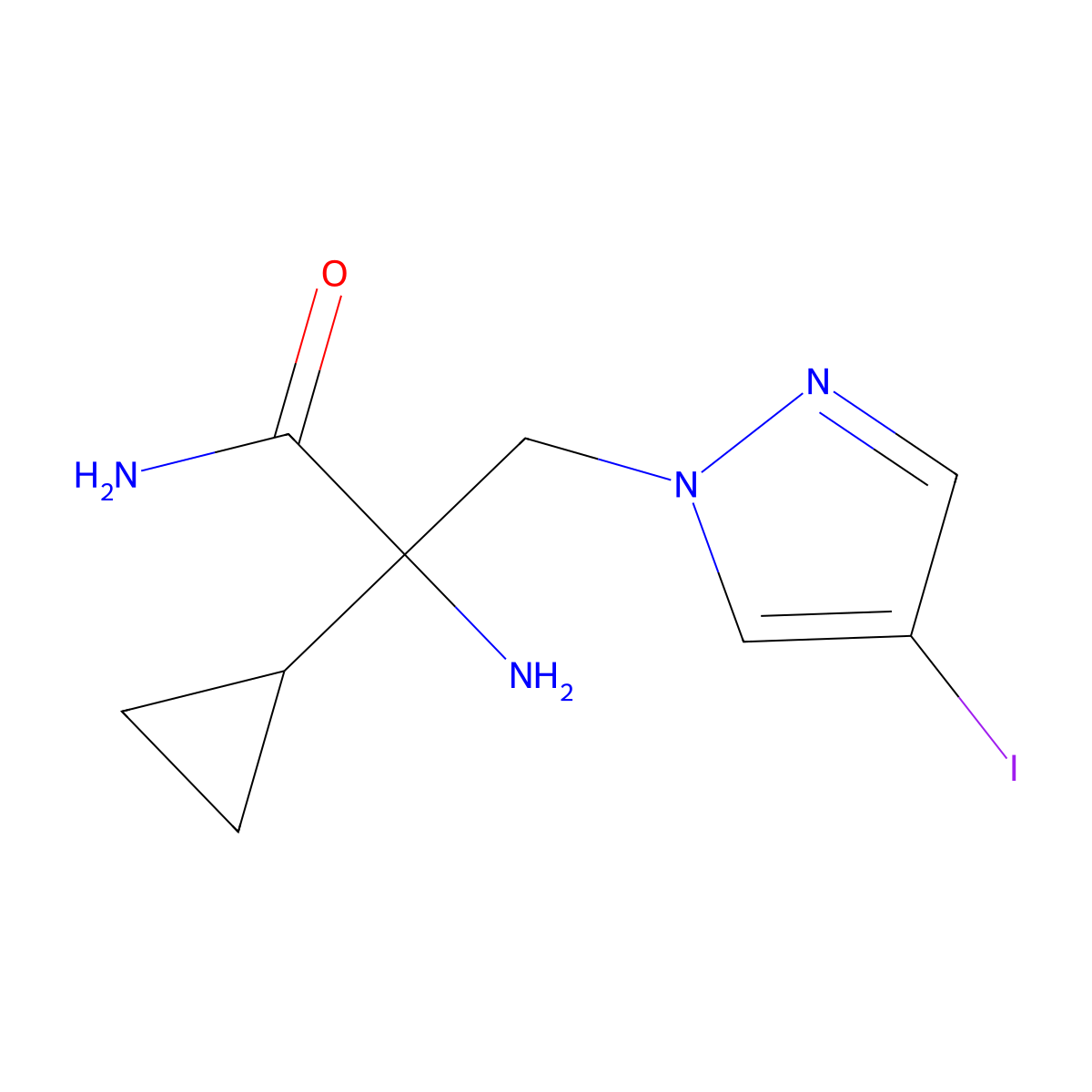 2-Amino-2-cyclopropyl-3-(4-iodo-1h-pyrazol-1-yl)propanamide molecular structure, CAS 1343587-73-4