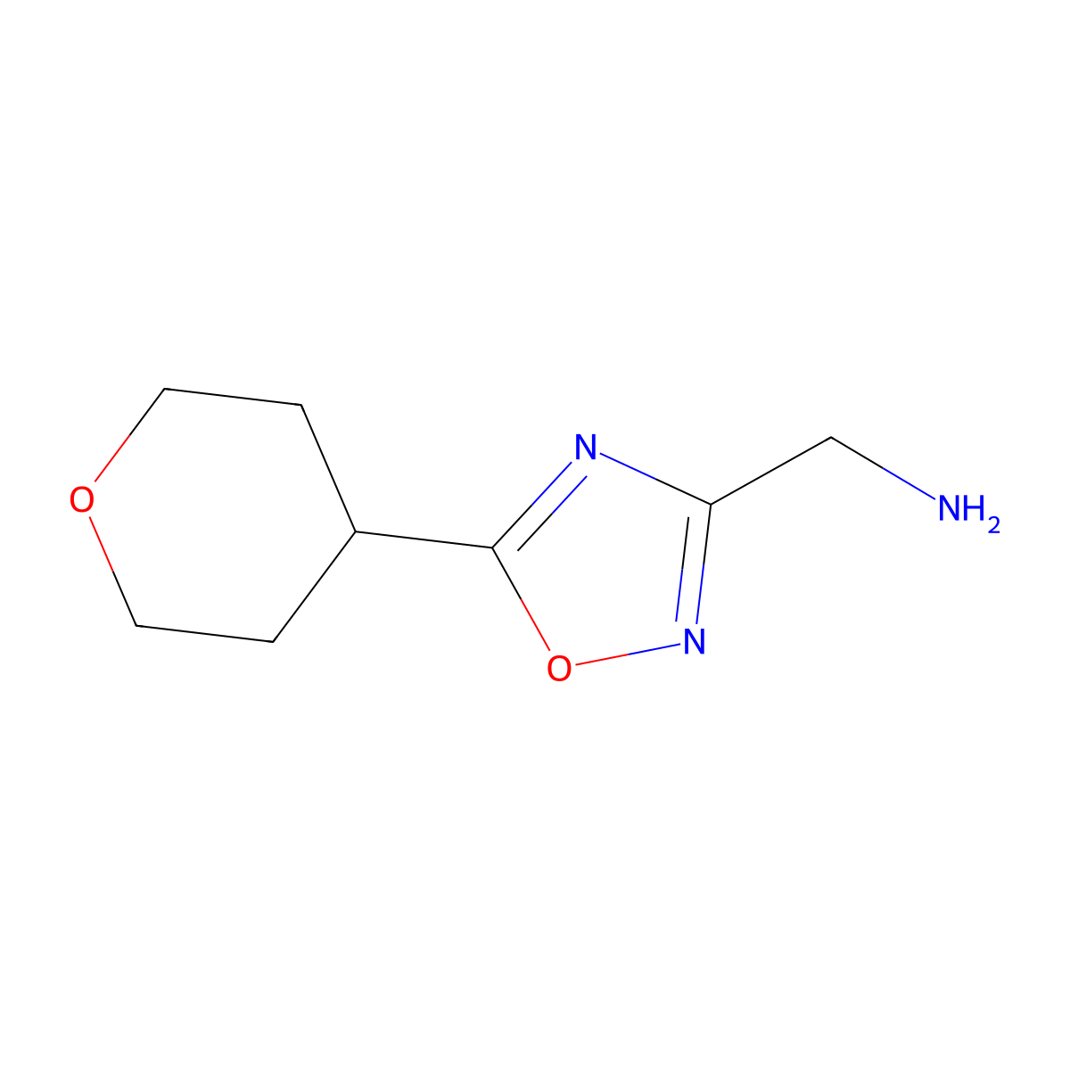 (5-(Tetrahydro-2h-pyran-4-yl)-1,2,4-oxadiazol-3-yl)methanamine molecular structure, CAS 1343588-13-5