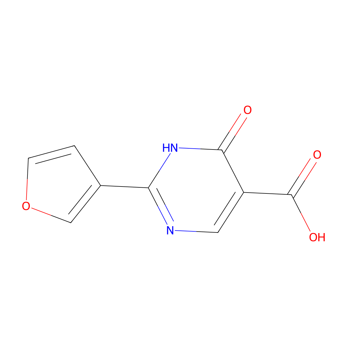 2-(Furan-3-yl)-6-oxo-1,6-dihydropyrimidine-5-carboxylic acid molecular structure, CAS 1343588-24-8