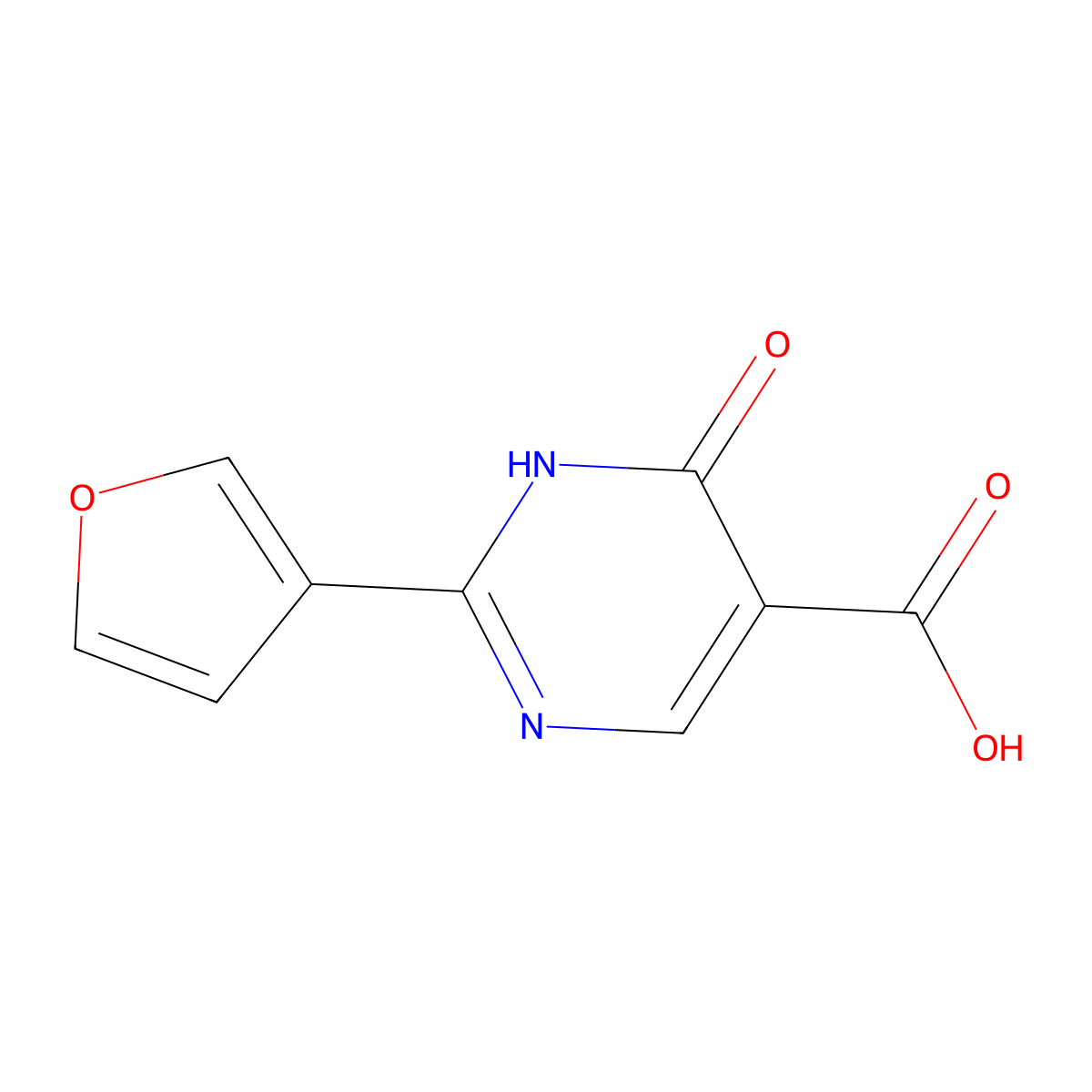 2-(Furan-3-yl)-6-oxo-1,6-dihydropyrimidine-5-carboxylic acid molecular structure, CAS 1343588-24-8