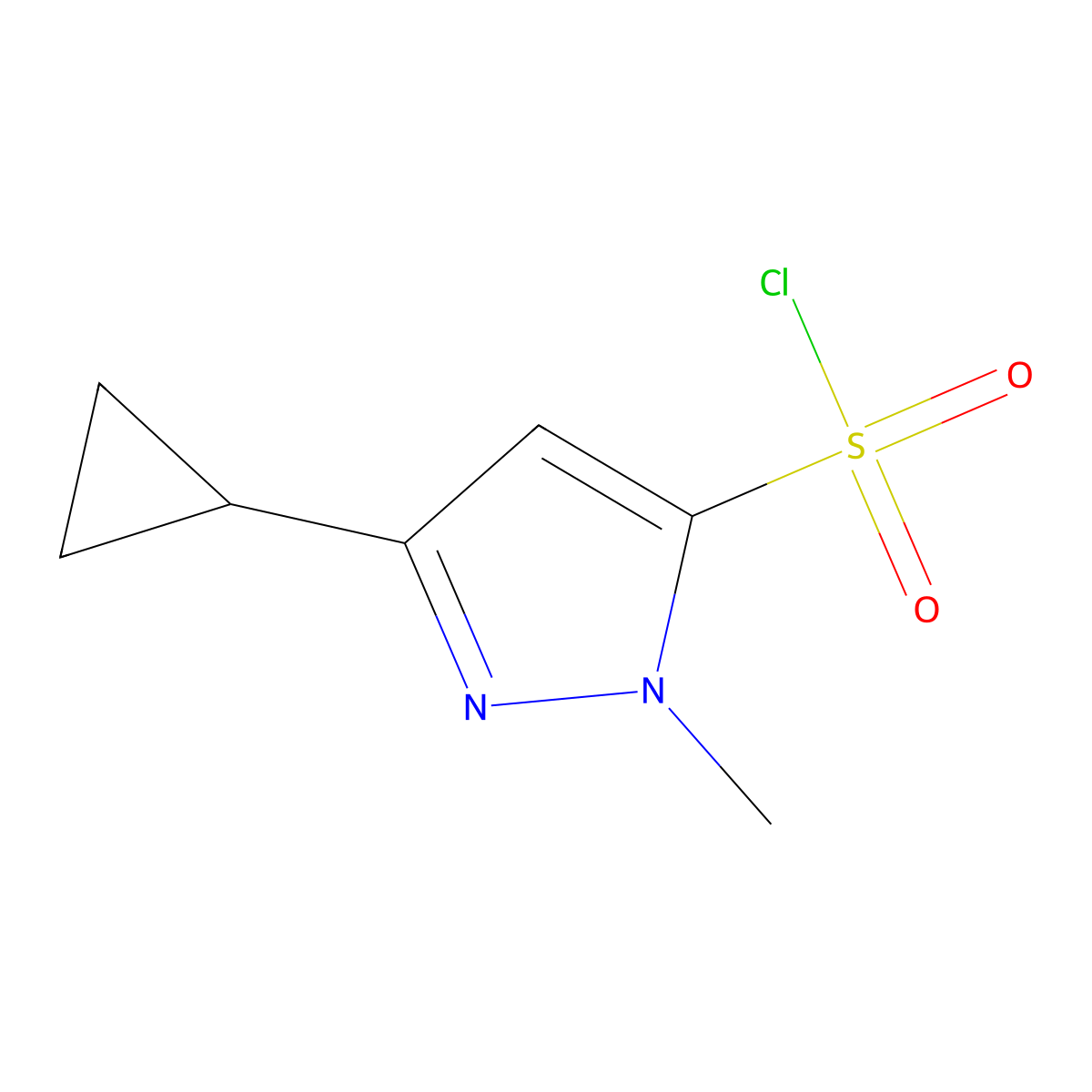 3-cyclopropyl-1-methyl-1H-pyrazole-5-sulfonyl chloride molecular structure, CAS 1343588-67-9