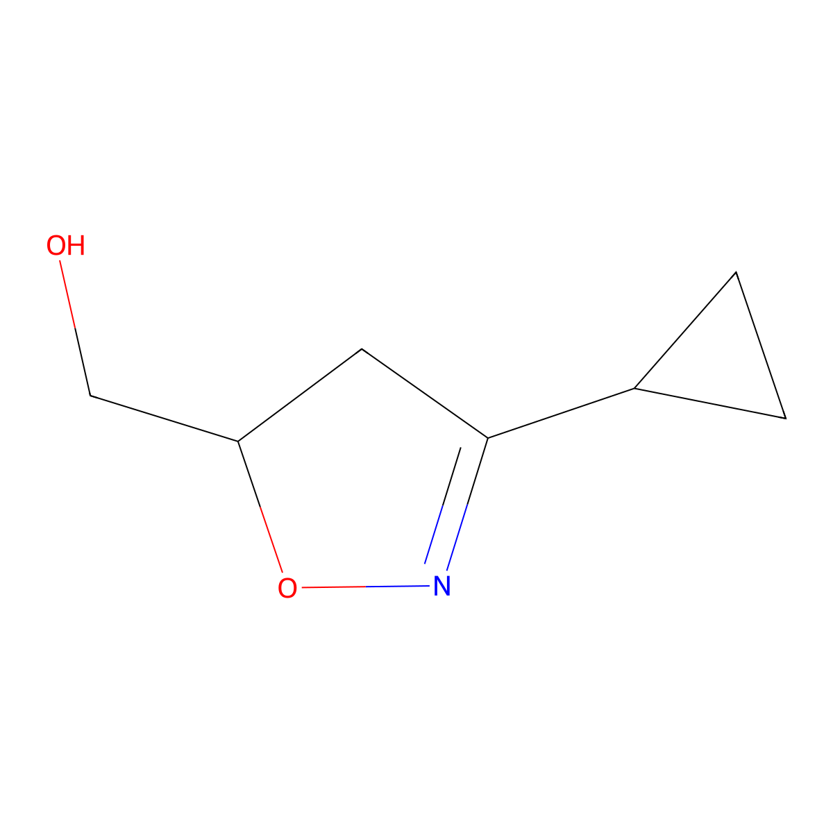 (3-Cyclopropyl-4,5-dihydro-1,2-oxazol-5-yl)methanol molecular structure, CAS 1343591-10-5