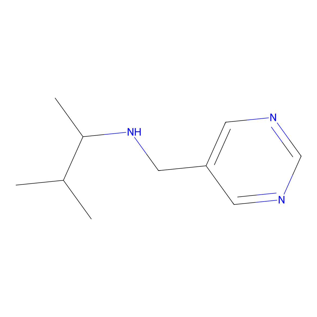 3-methyl-N-(pyrimidin-5-ylmethyl)butan-2-amine molecular structure, CAS 1343592-71-1