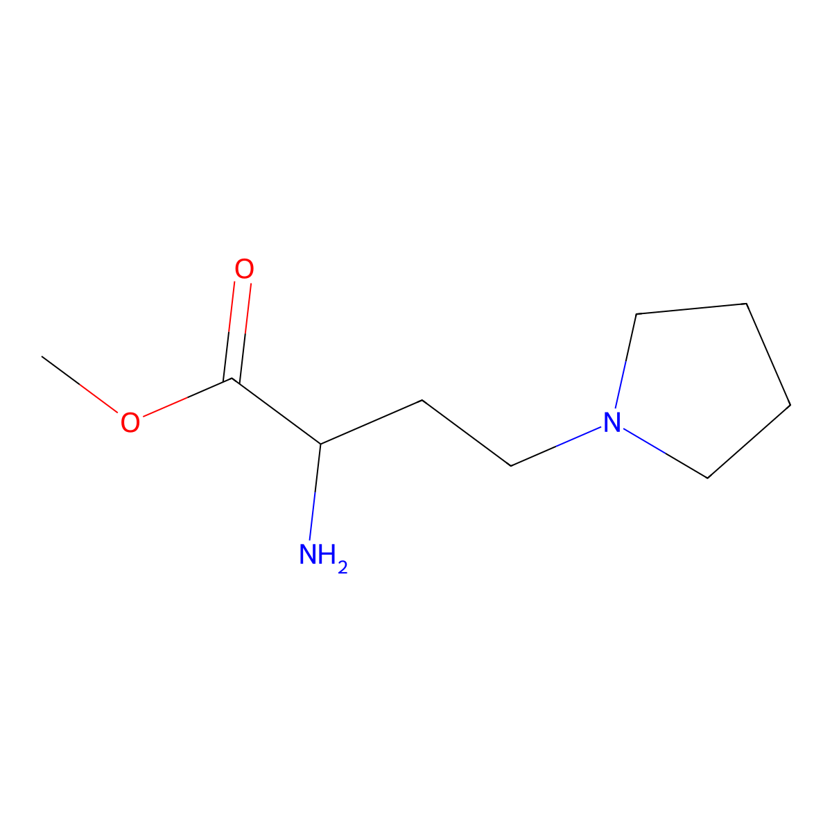 Methyl 2-amino-4-(pyrrolidin-1-yl)butanoate molecular structure, CAS 1343594-75-1