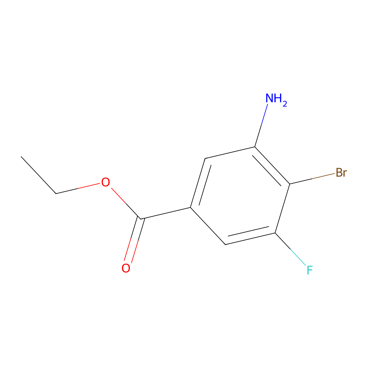 Ethyl 3-amino-4-bromo-5-fluorobenzoate molecular structure, CAS 1343597-84-1
