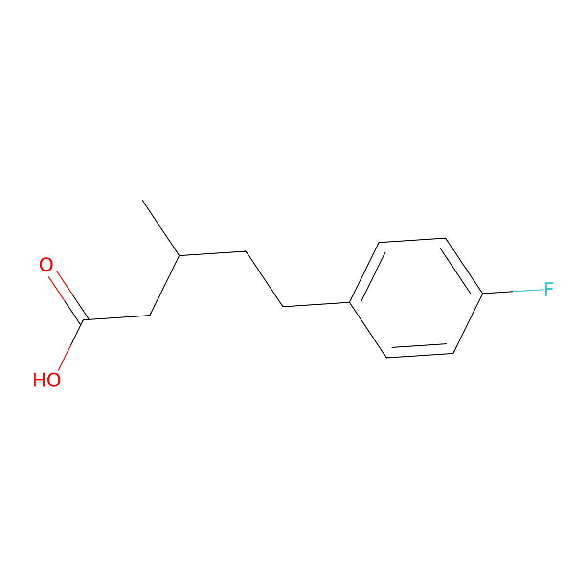 5-(4-Fluorophenyl)-3-methylpentanoic acid molecular structure, CAS 1343599-89-2
