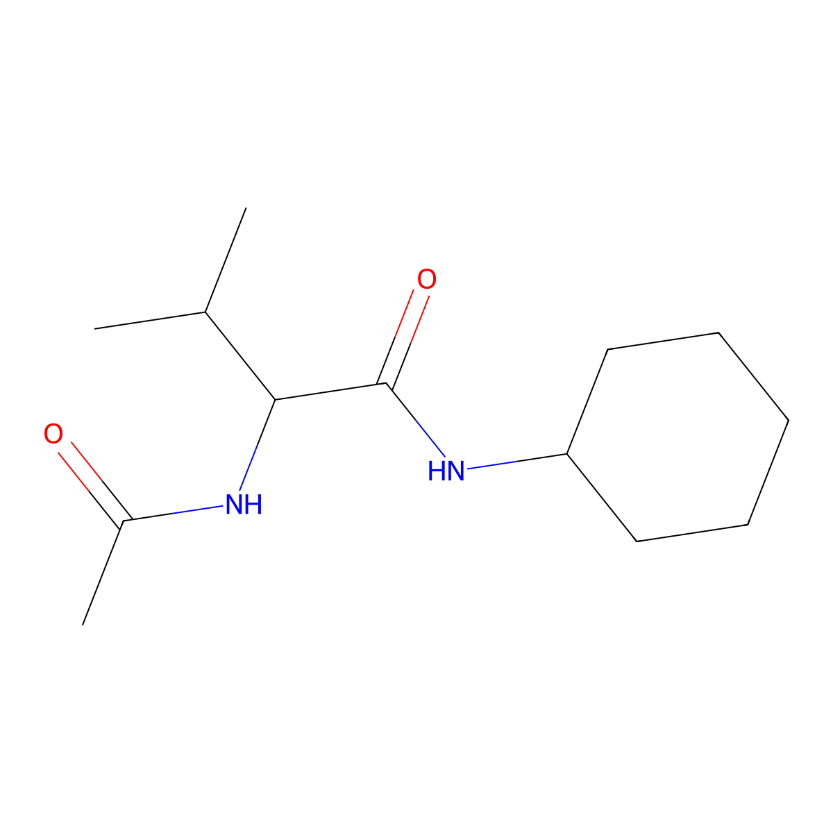 2-(acetylamino)-N-cyclohexyl-3-methylbutanamide molecular structure, CAS 13436-00-5