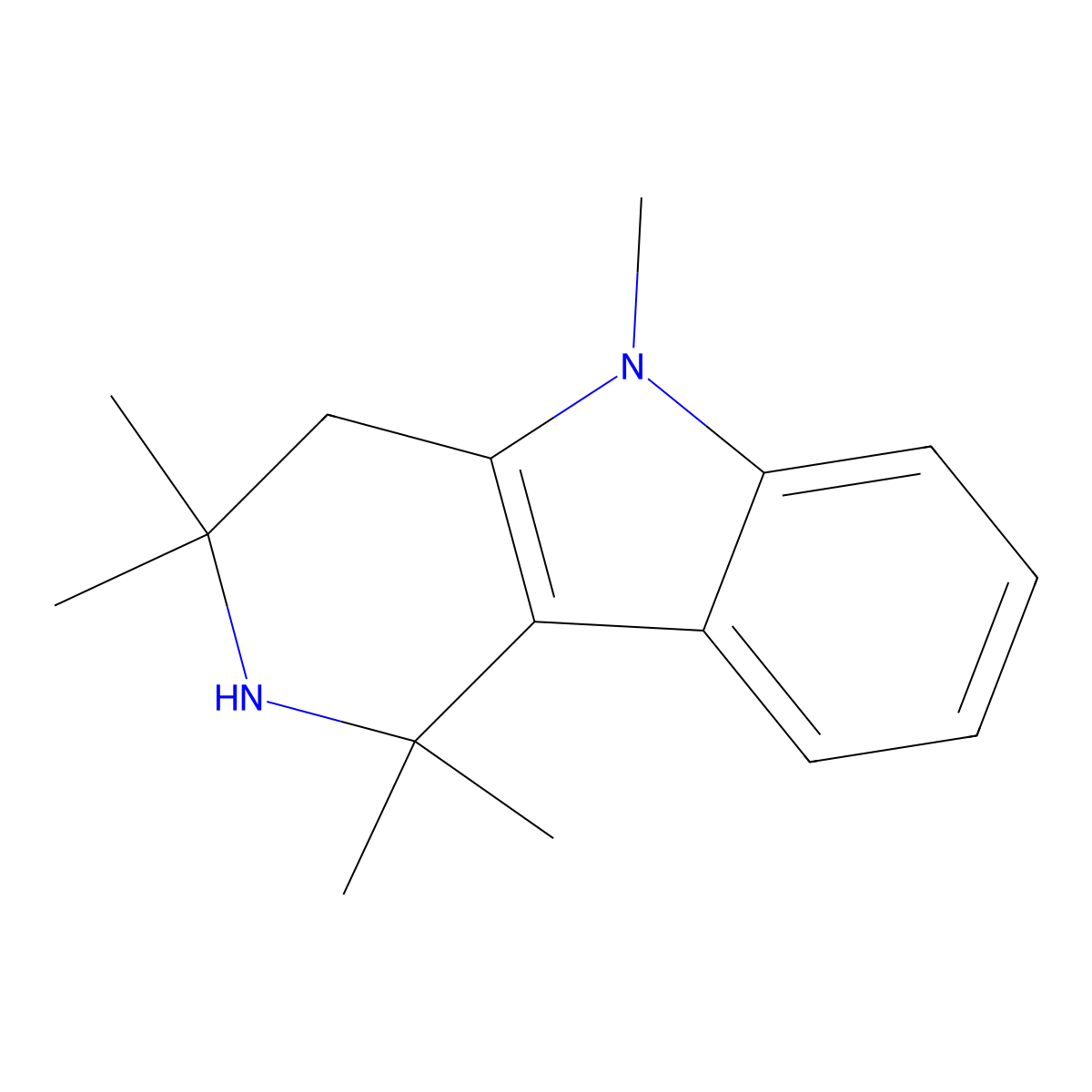 1,1,3,3,5-Pentamethyl-2,3,4,5-tetrahydro-1h-pyrido[4,3-b]indole molecular structure, CAS 13436-67-4