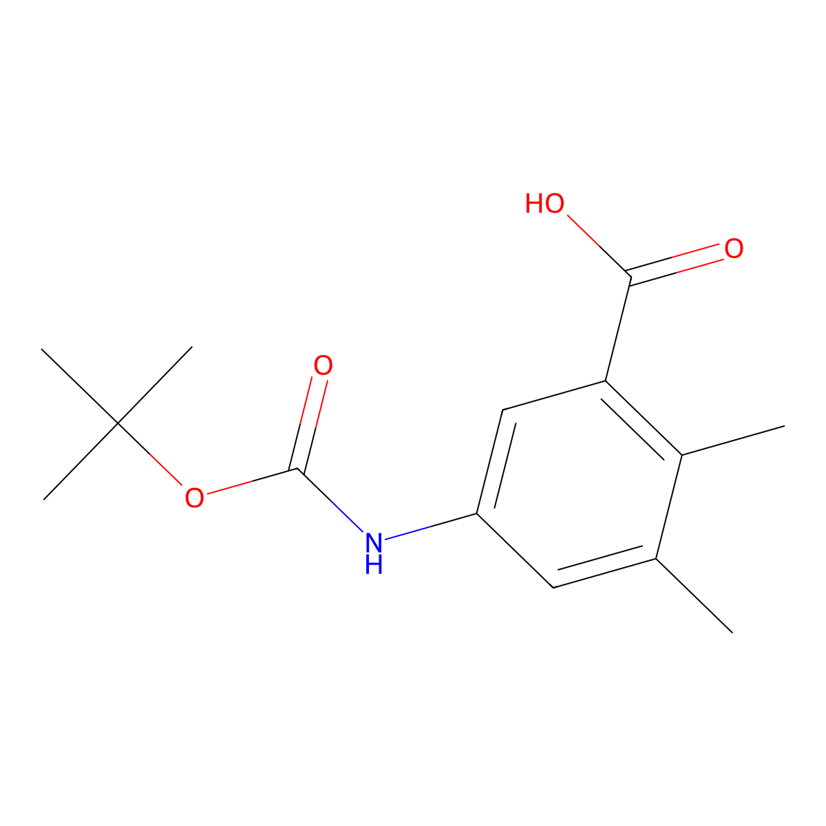 5-((Tert-butoxycarbonyl)amino)-2,3-dimethylbenzoic acid molecular structure, CAS 1343603-36-0