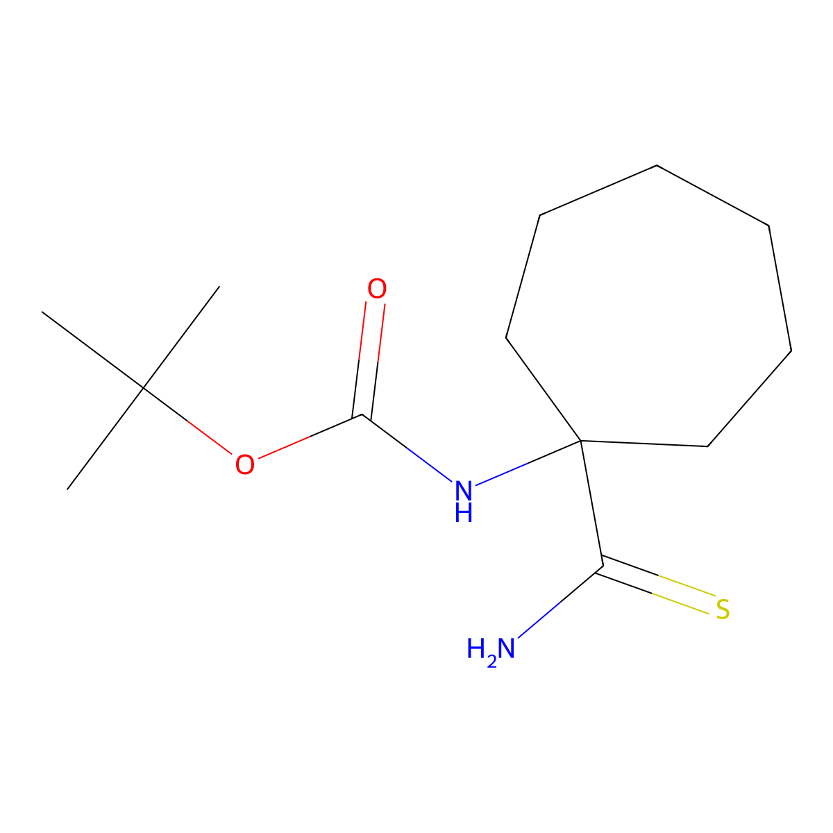 tert-butyl N-(1-carbamothioylcycloheptyl)carbamate molecular structure, CAS 1343605-73-1