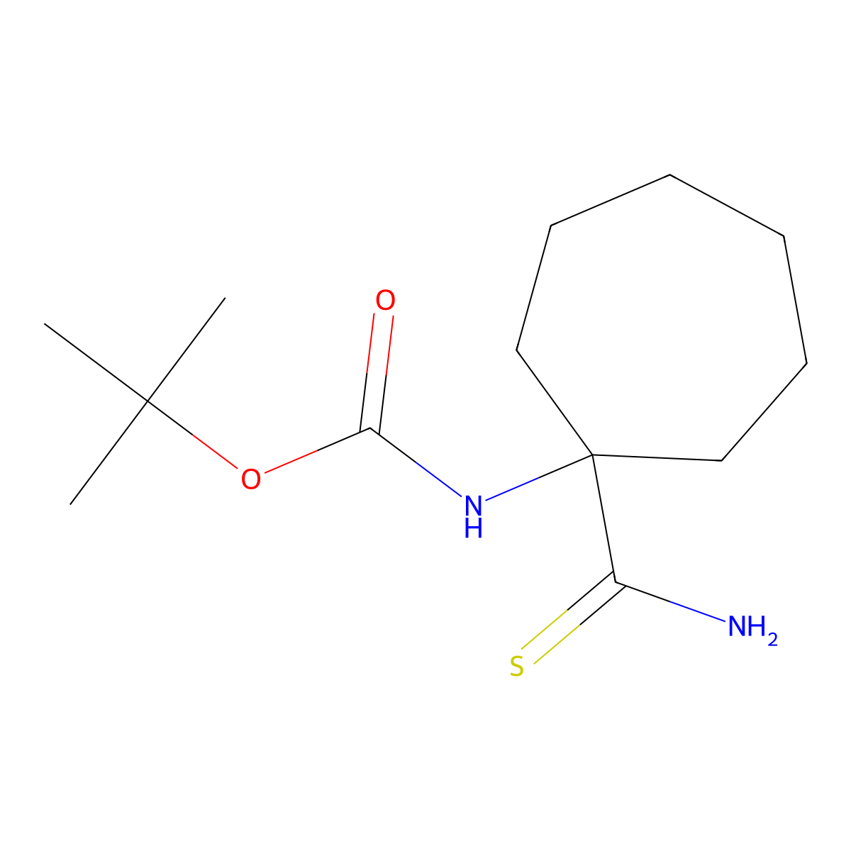 tert-butyl N-(1-carbamothioylcycloheptyl)carbamate molecular structure, CAS 1343605-73-1