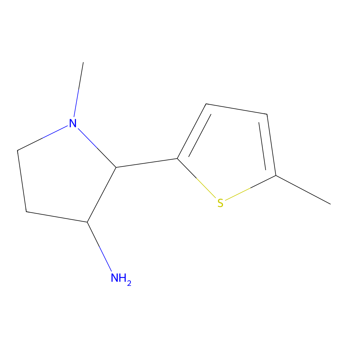 1-Methyl-2-(5-methylthiophen-2-yl)pyrrolidin-3-amine molecular structure, CAS 1343607-97-5