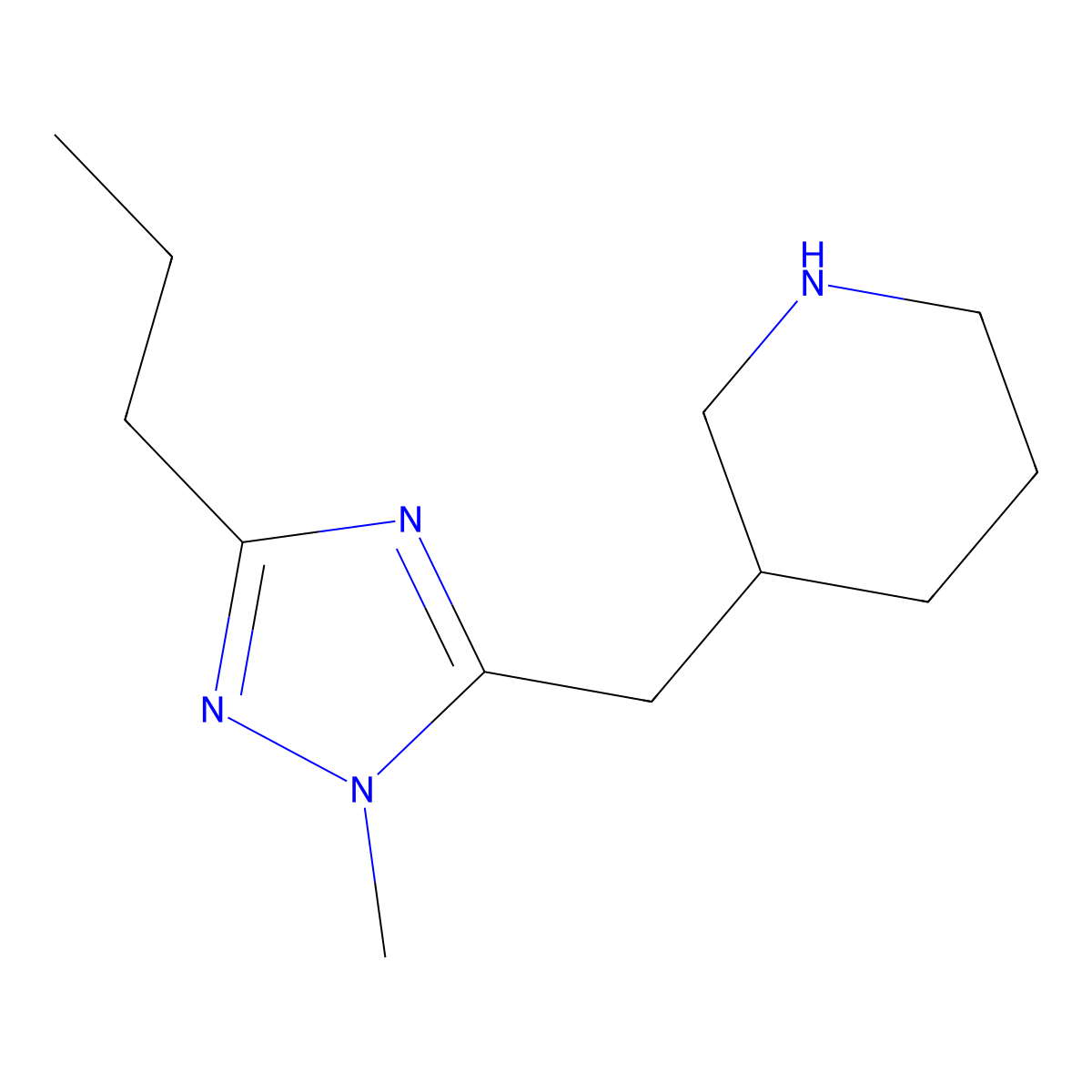 3-((1-Methyl-3-propyl-1h-1,2,4-triazol-5-yl)methyl)piperidine molecular structure, CAS 1343611-91-5