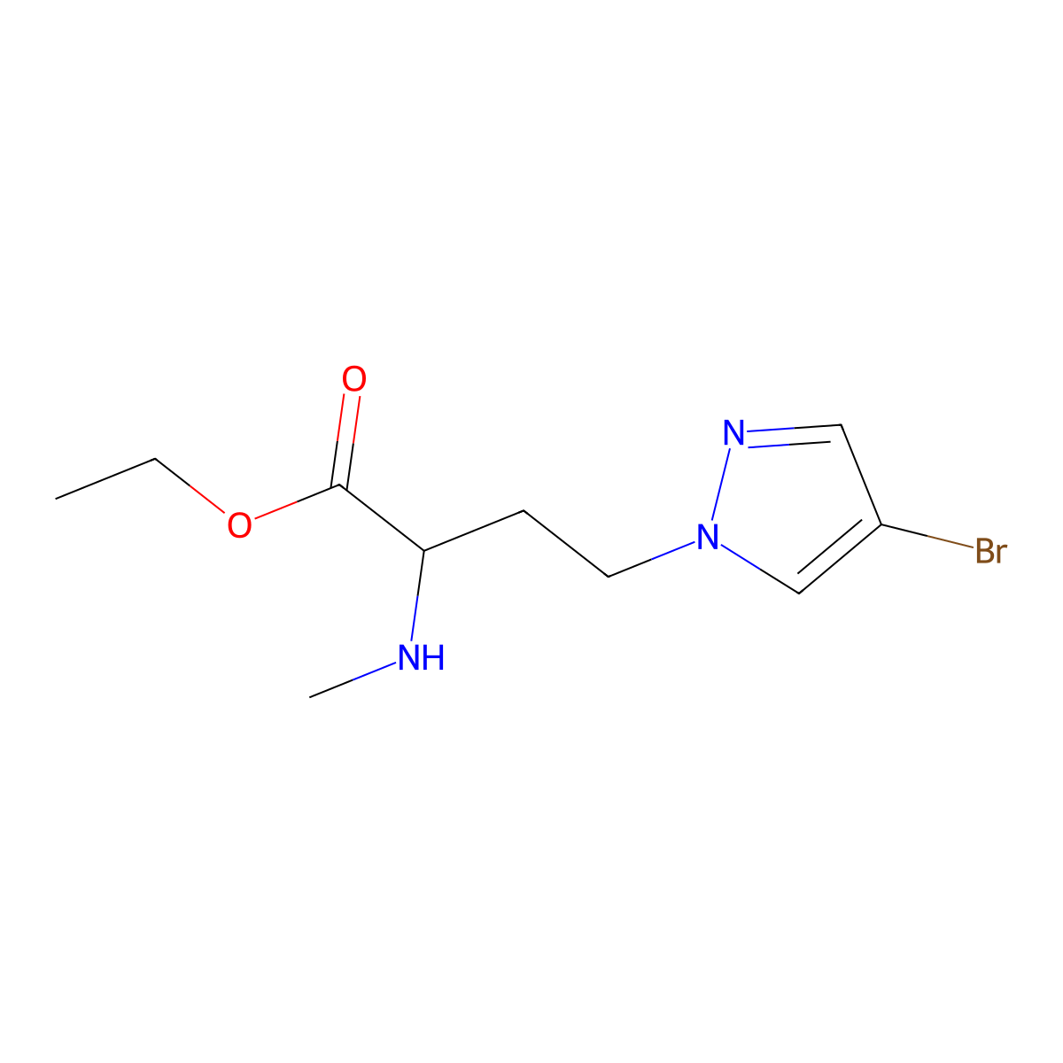 Ethyl 4-(4-bromo-1h-pyrazol-1-yl)-2-(methylamino)butanoate molecular structure, CAS 1343611-99-3