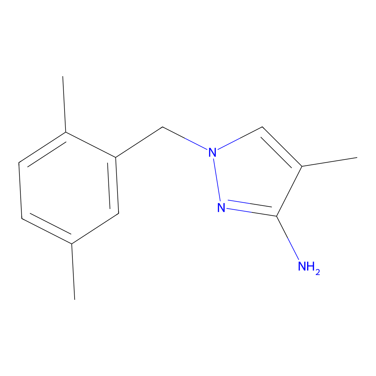 1-(2,5-Dimethylbenzyl)-4-methyl-1H-pyrazol-3-amine molecular structure, CAS 1343612-33-8