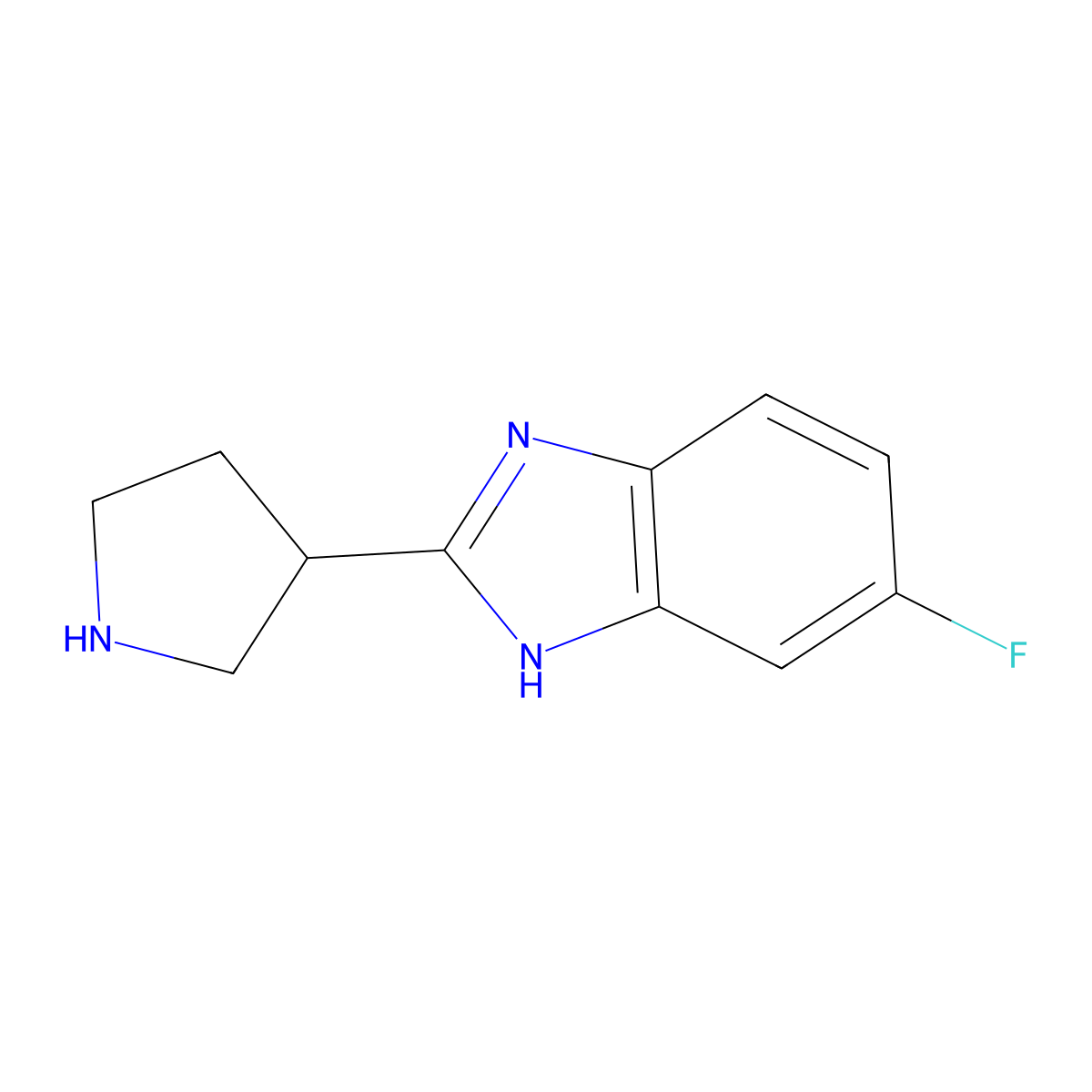 5-fluoro-2-(pyrrolidin-3-yl)-1H-1,3-benzodiazole molecular structure, CAS 1343613-90-0