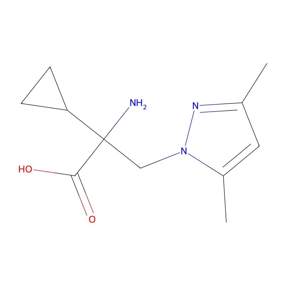 2-Amino-2-cyclopropyl-3-(3,5-dimethyl-1h-pyrazol-1-yl)propanoic acid molecular structure, CAS 1343616-51-2