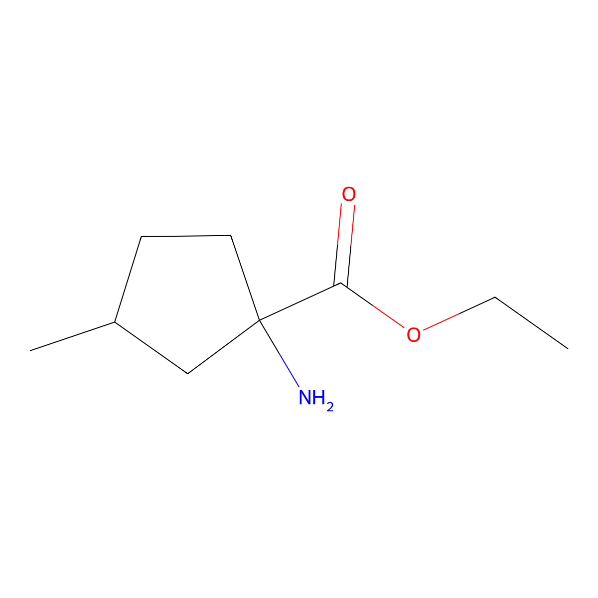 Ethyl 1-amino-3-methylcyclopentane-1-carboxylate molecular structure, CAS 1343620-21-2
