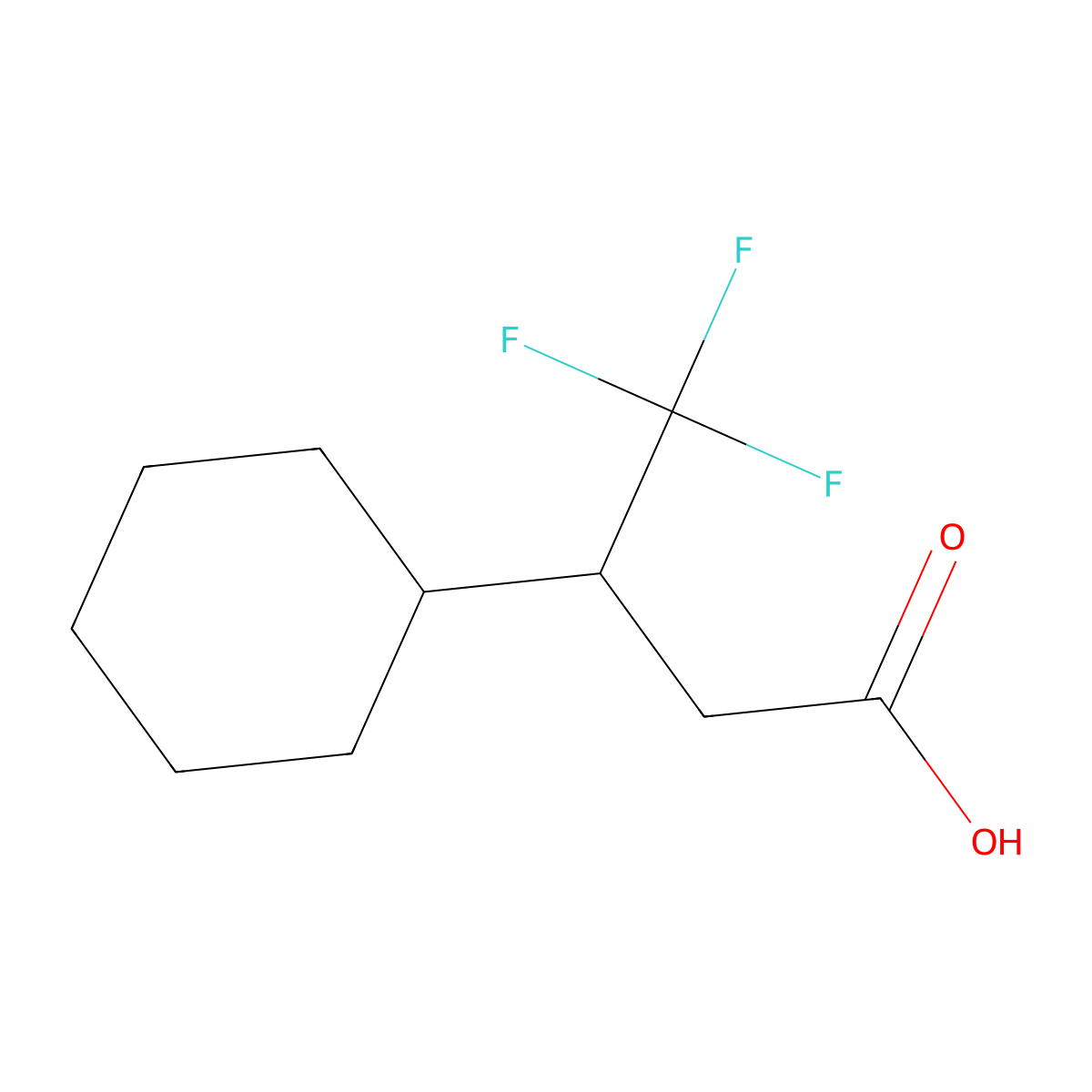 3-Cyclohexyl-4,4,4-trifluorobutanoic acid molecular structure, CAS 1343620-42-7