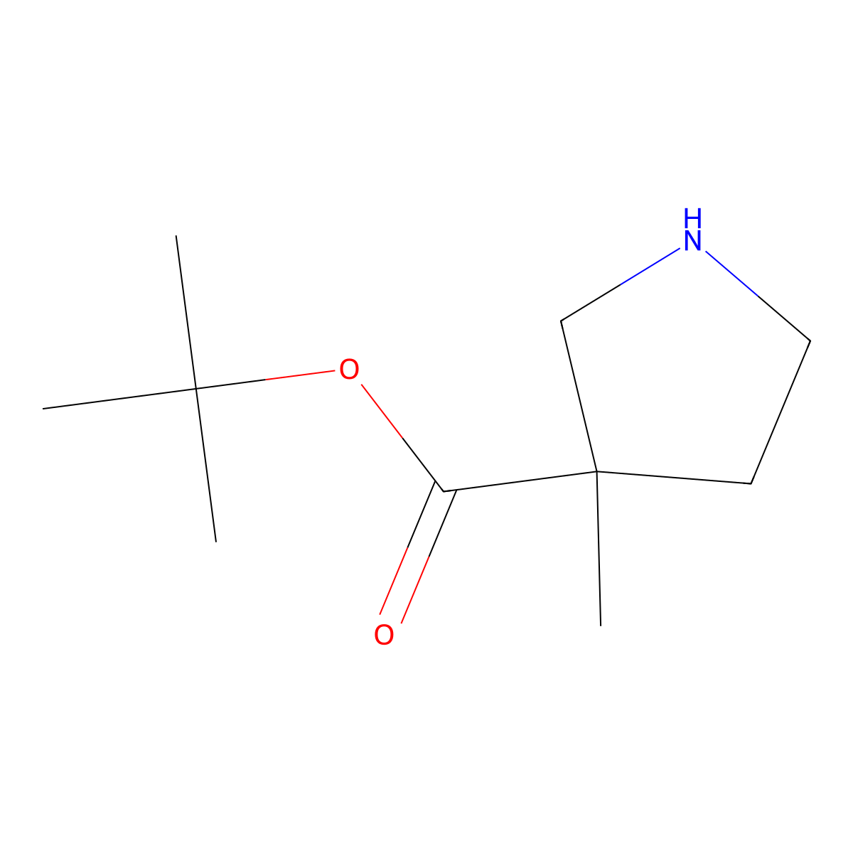 Tert-butyl 3-methylpyrrolidine-3-carboxylate molecular structure, CAS 1343623-57-3