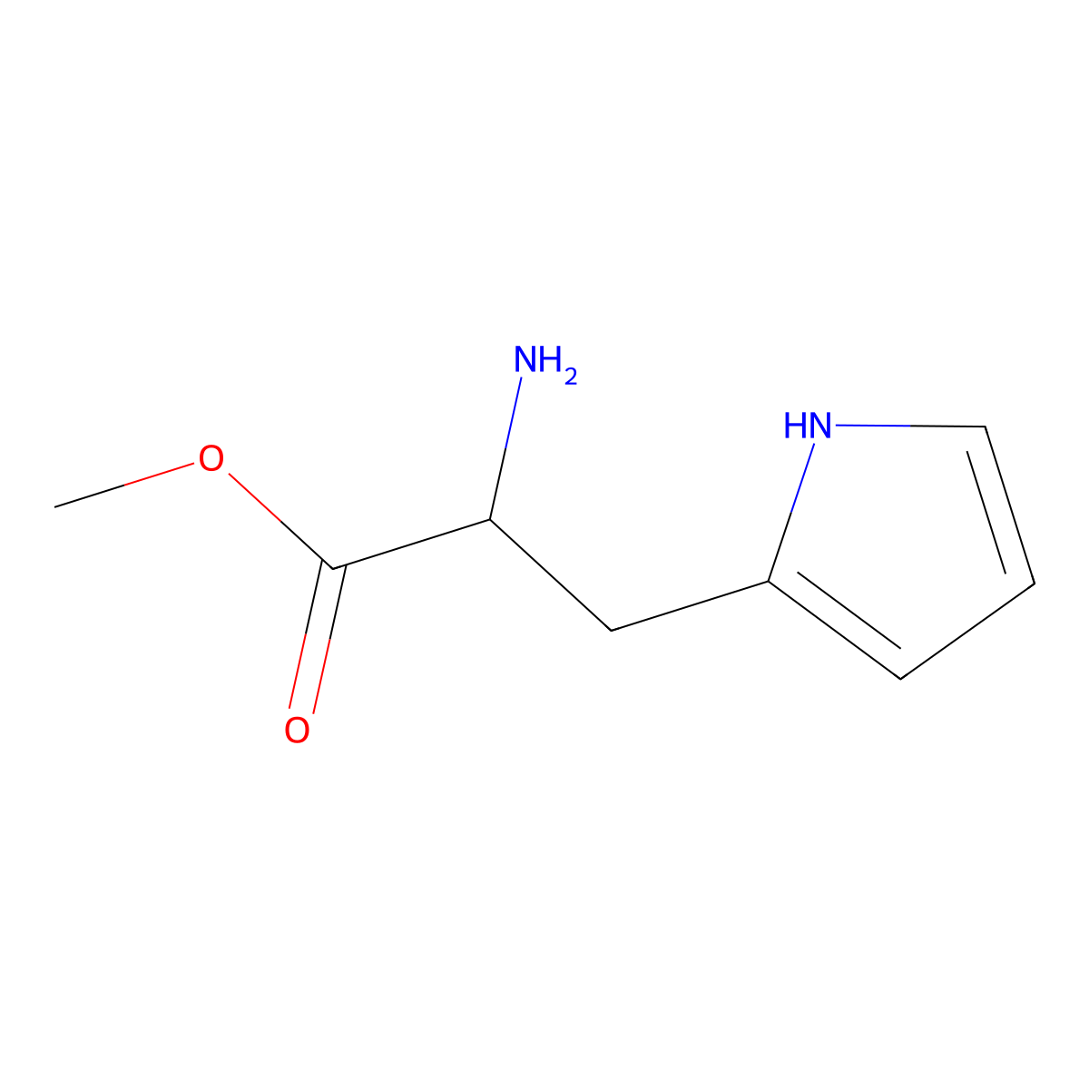 methyl 2-amino-3-(1H-pyrrol-2-yl)propanoate molecular structure, CAS 1343628-31-8