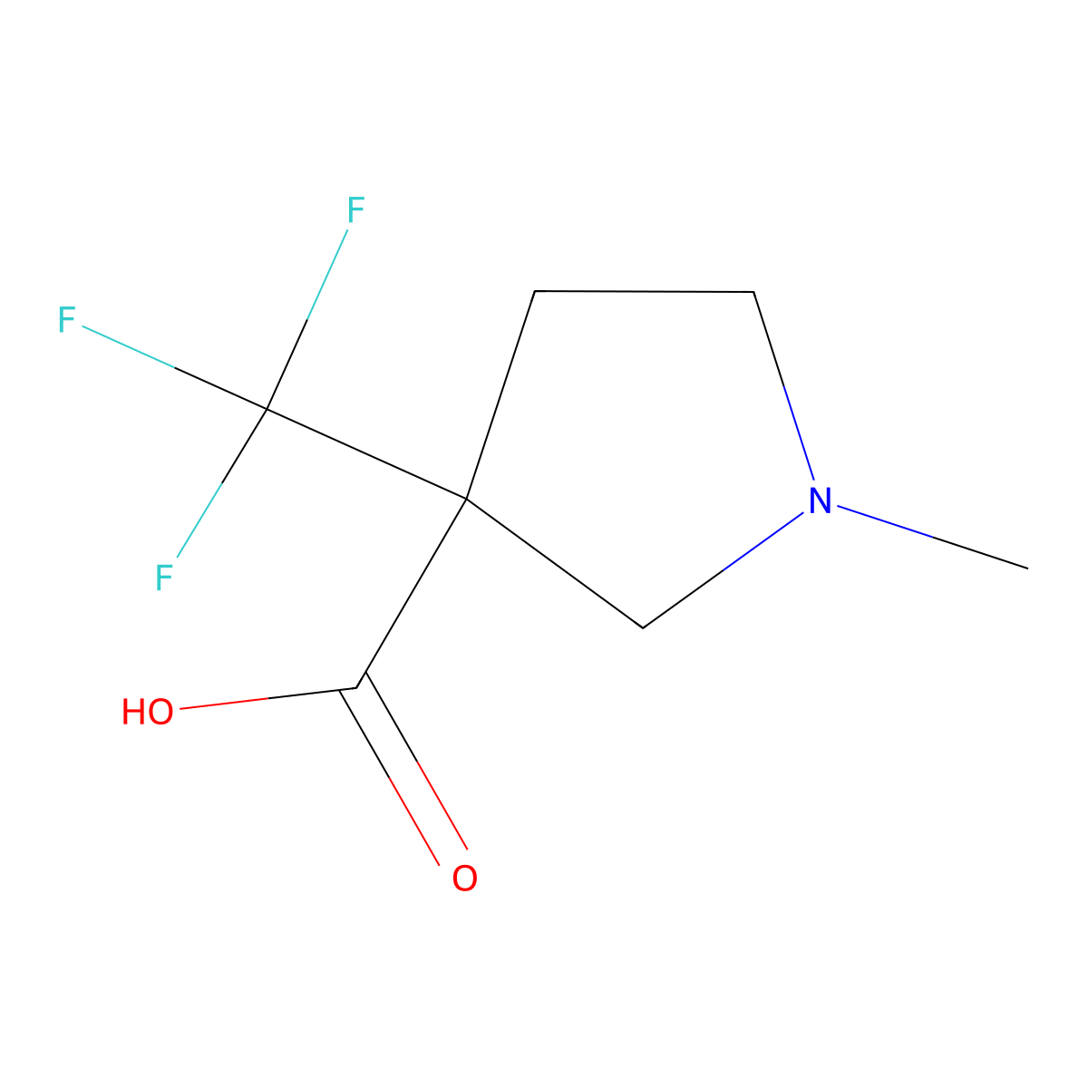 1-Methyl-3-(trifluoromethyl)pyrrolidine-3-carboxylic acid molecular structure, CAS 1343629-94-6