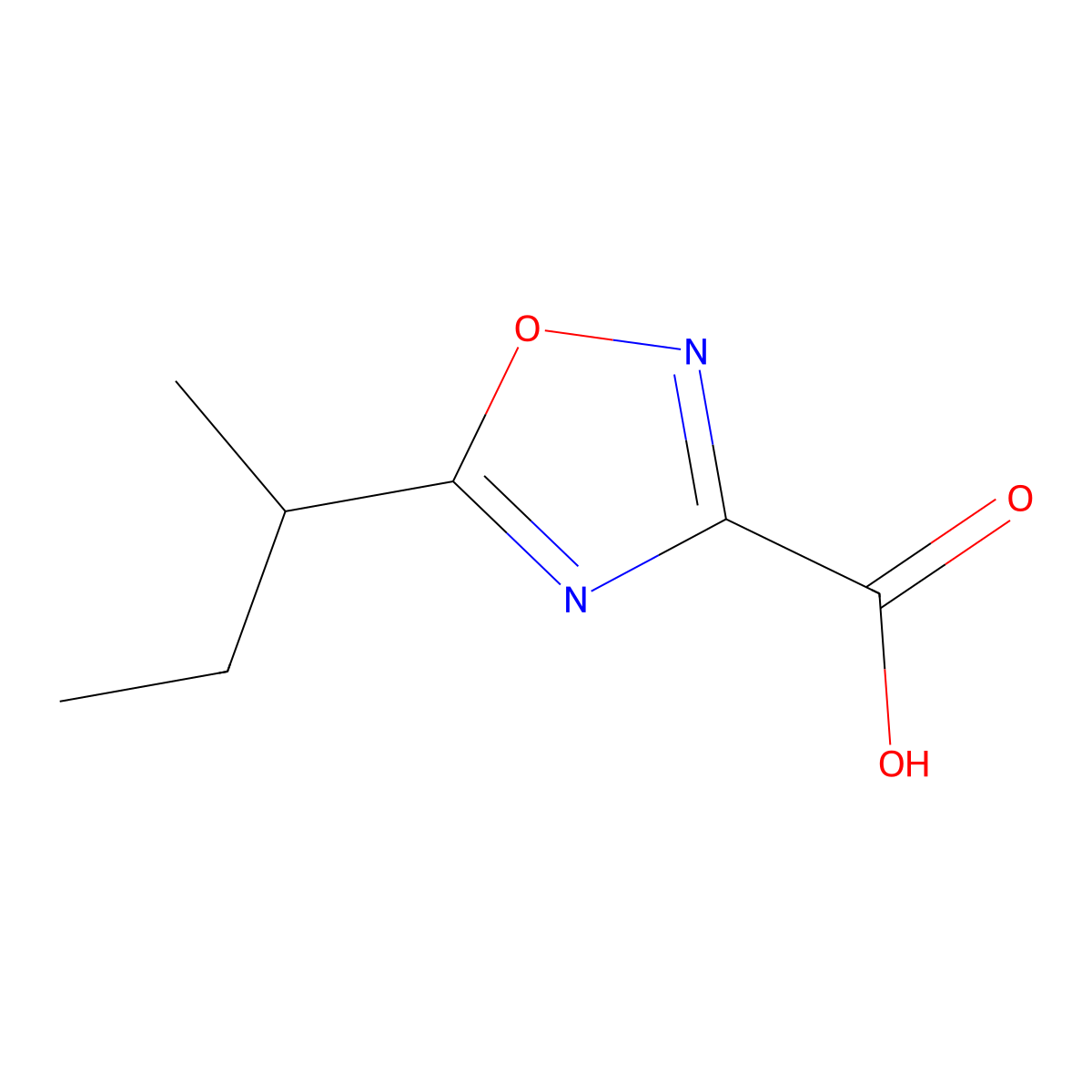 5-(Butan-2-yl)-1,2,4-oxadiazole-3-carboxylic acid molecular structure, CAS 1343630-96-5