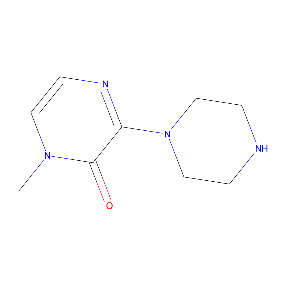 1-Methyl-3-(piperazin-1-yl)-1,2-dihydropyrazin-2-one molecular structure, CAS 1343640-83-4