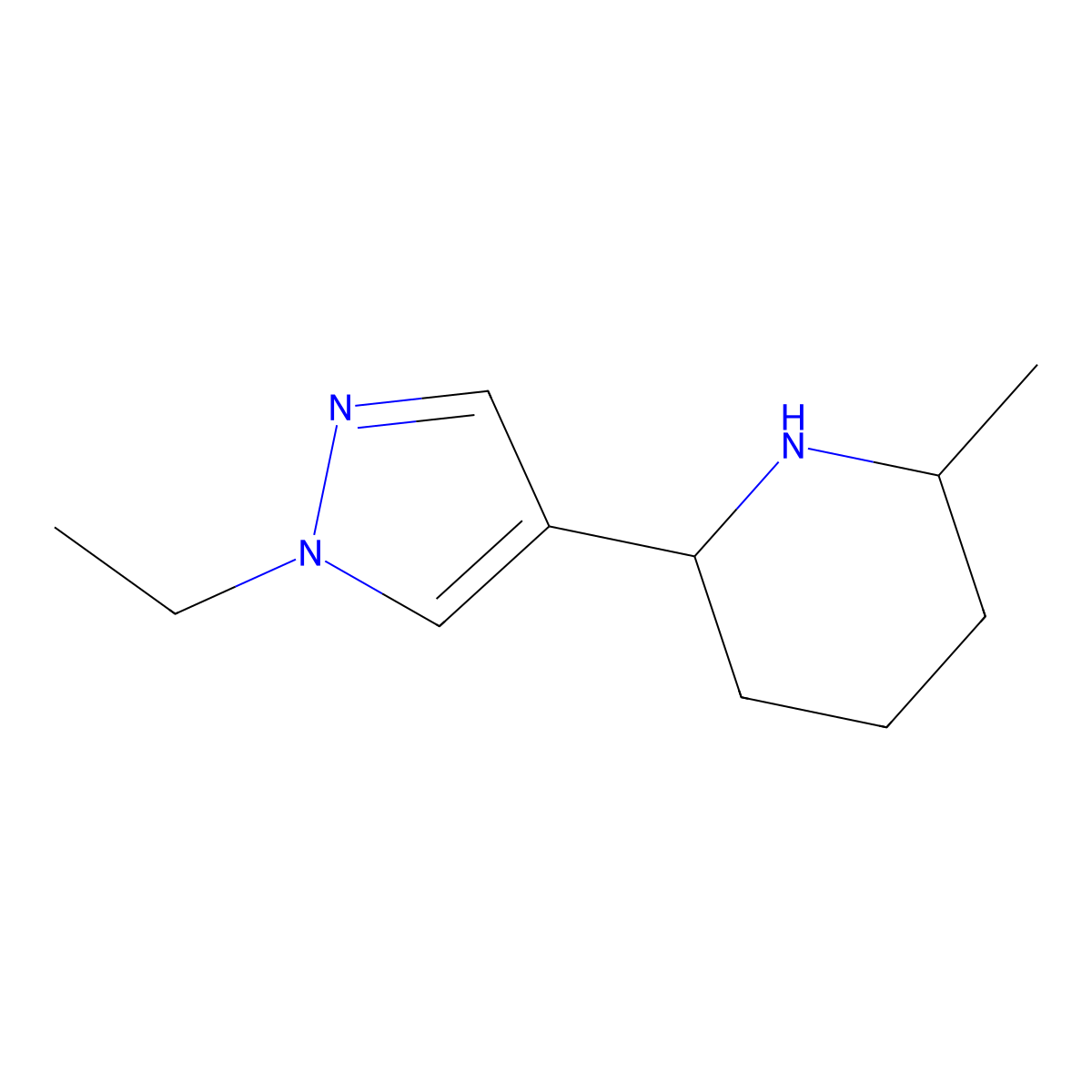 2-(1-Ethyl-1H-pyrazol-4-yl)-6-methylpiperidine molecular structure, CAS 1343644-58-5
