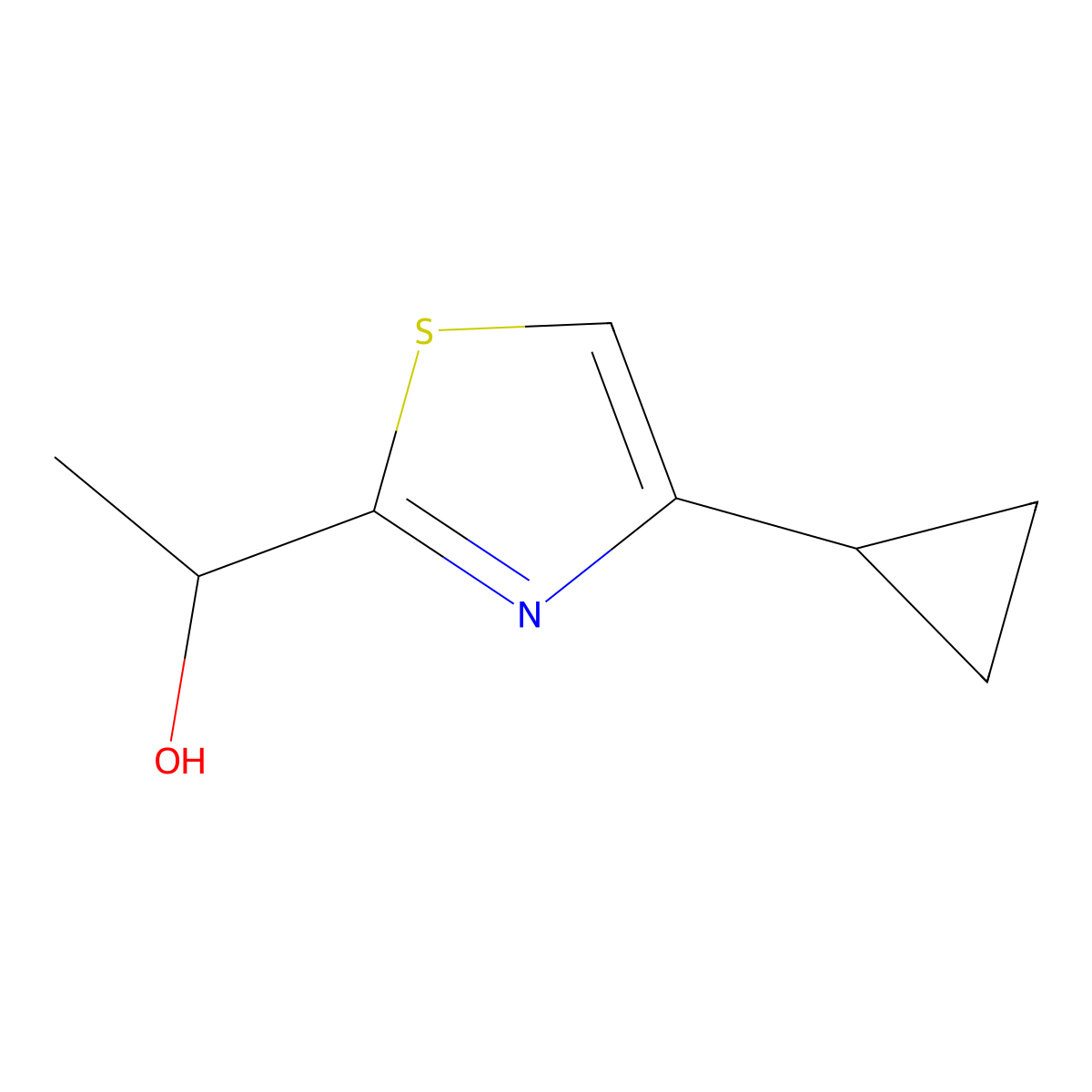 1-(4-Cyclopropyl-1,3-thiazol-2-yl)ethan-1-ol molecular structure, CAS 1343645-71-5