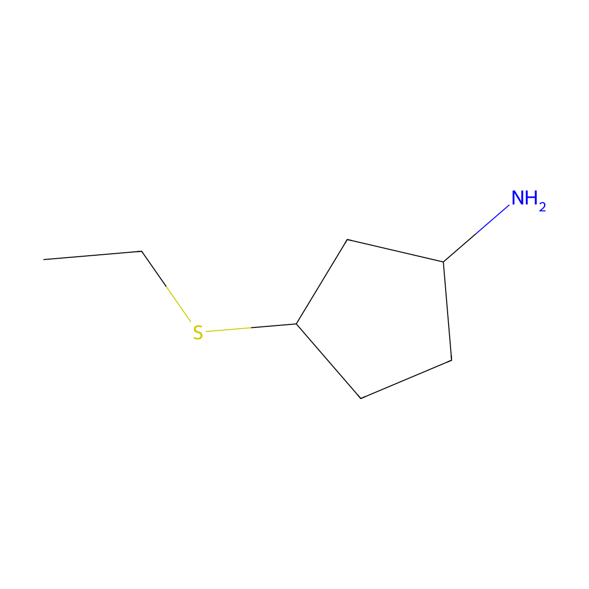 3-(Ethylsulfanyl)cyclopentan-1-amine molecular structure, CAS 1343646-44-5
