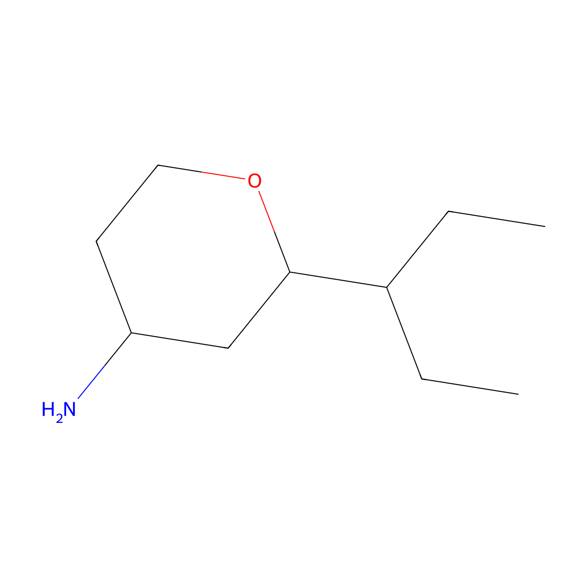 2-(Pentan-3-yl)oxan-4-amine molecular structure, CAS 1343647-62-0
