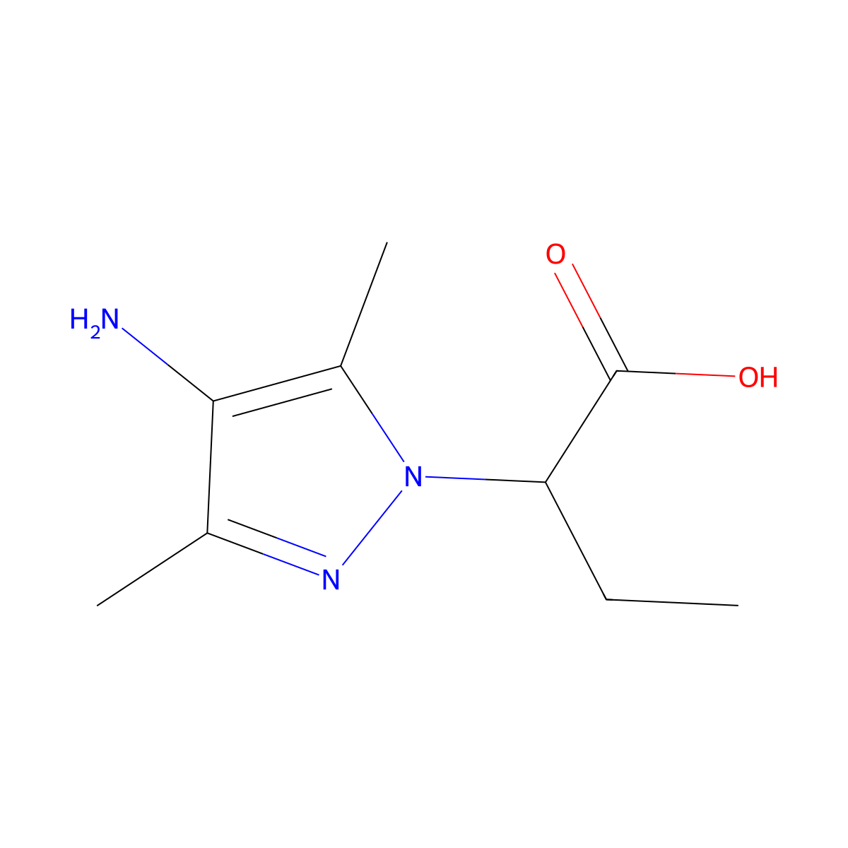 2-(4-amino-3,5-dimethyl-1H-pyrazol-1-yl)butanoic acid molecular structure, CAS 1343650-82-7