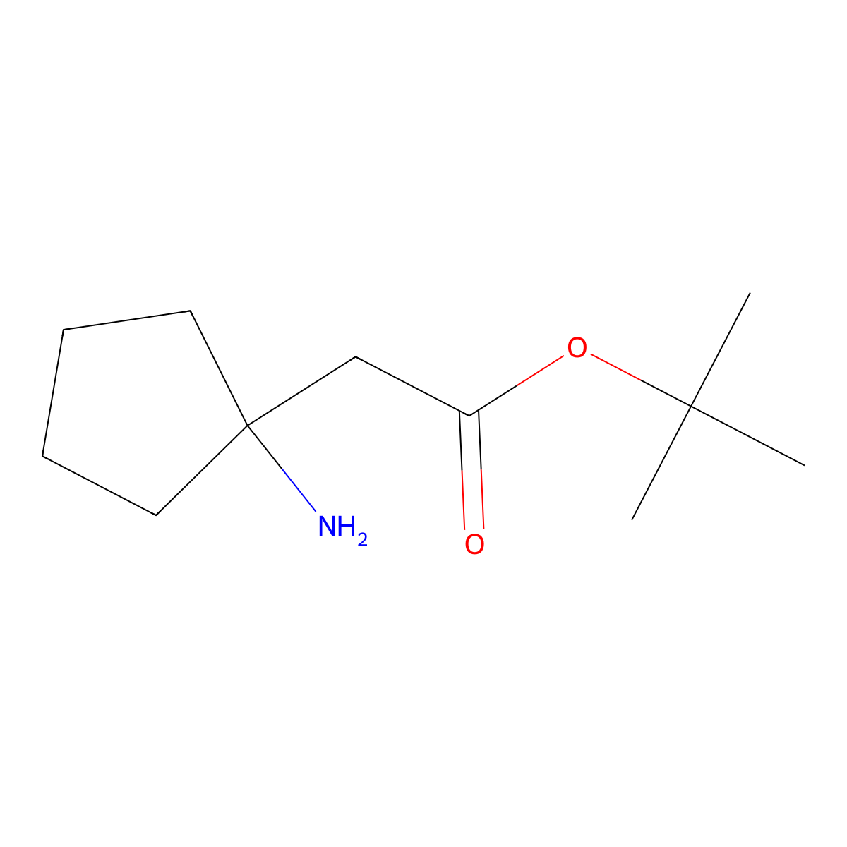 Tert-butyl 2-(1-aminocyclopentyl)acetate molecular structure, CAS 1343651-06-8