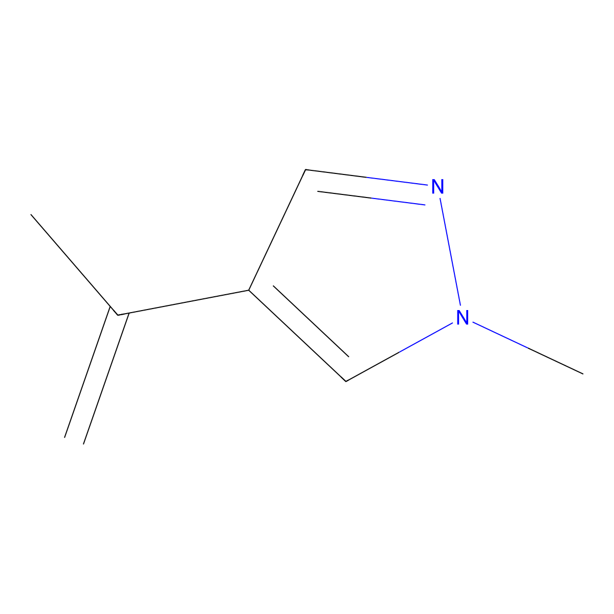 1-methyl-4-(prop-1-en-2-yl)-1H-pyrazole molecular structure, CAS 1343652-00-5
