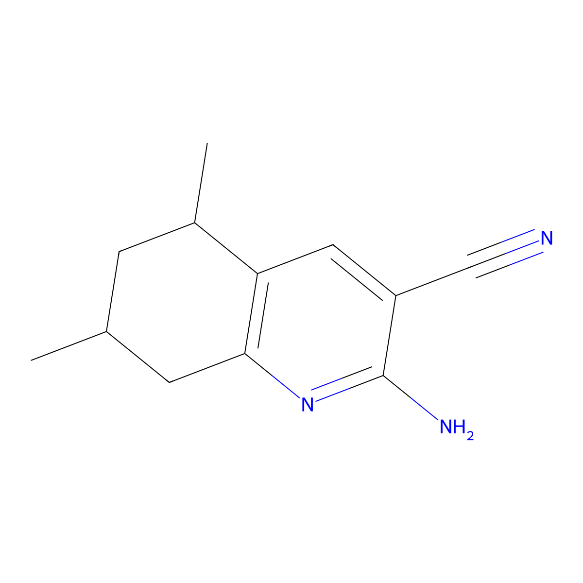 2-Amino-5,7-dimethyl-5,6,7,8-tetrahydroquinoline-3-carbonitrile molecular structure, CAS 1343652-35-6