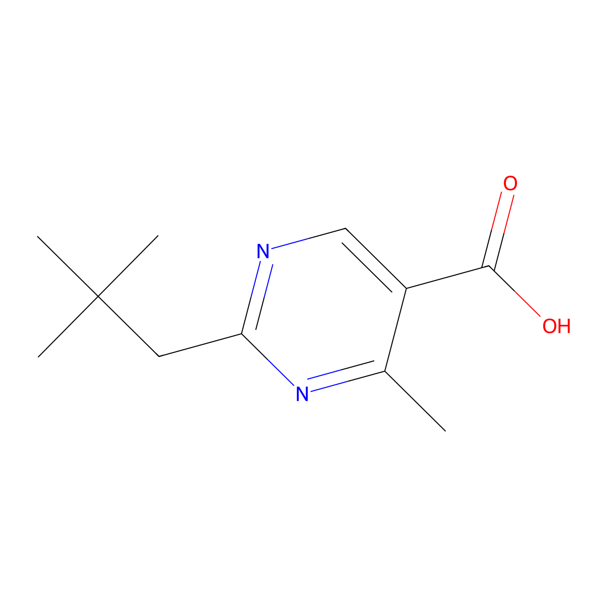 2-(2,2-Dimethylpropyl)-4-methylpyrimidine-5-carboxylic acid molecular structure, CAS 1343652-77-6